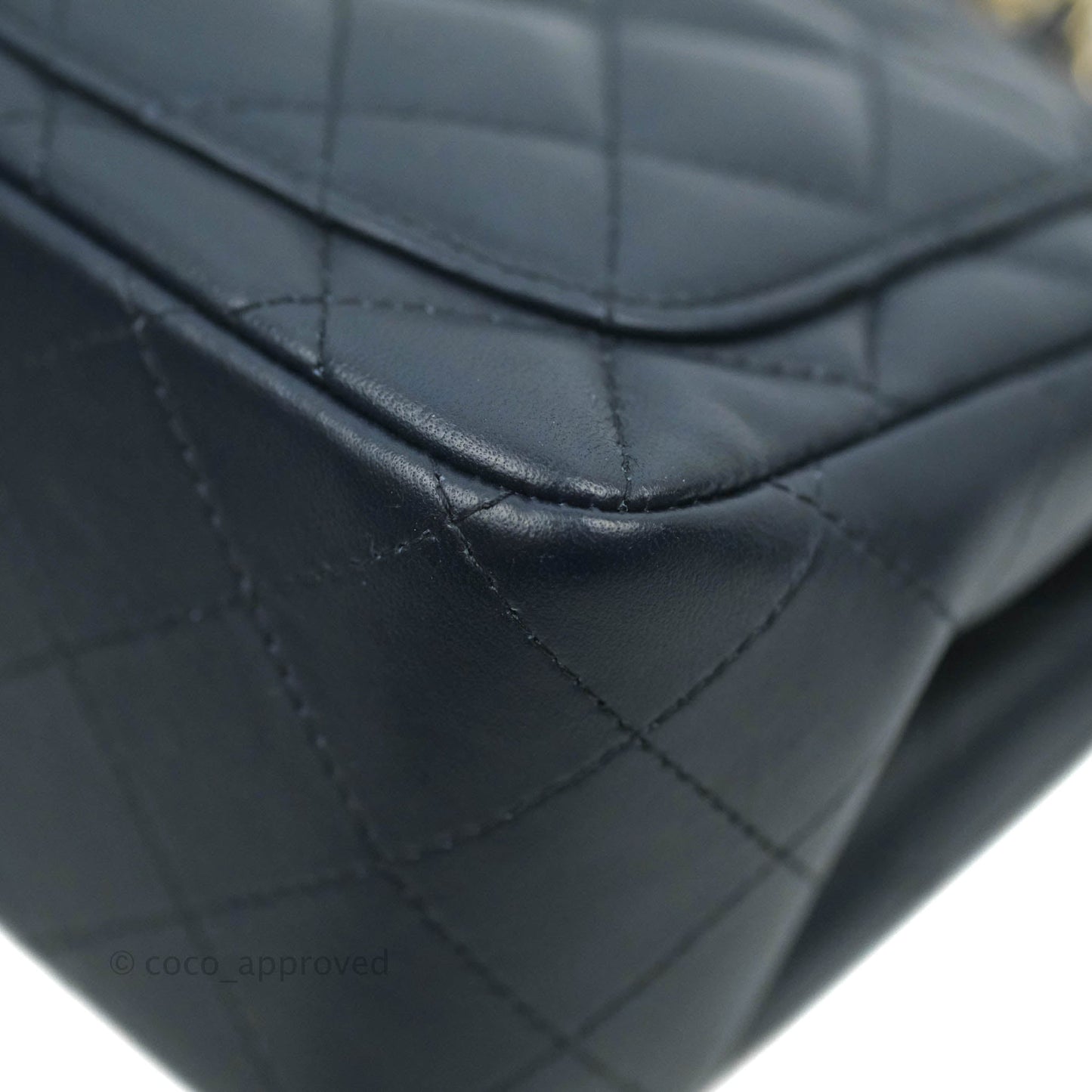 Chanel Quilted Mini Square Navy Lambskin Gold Hardware