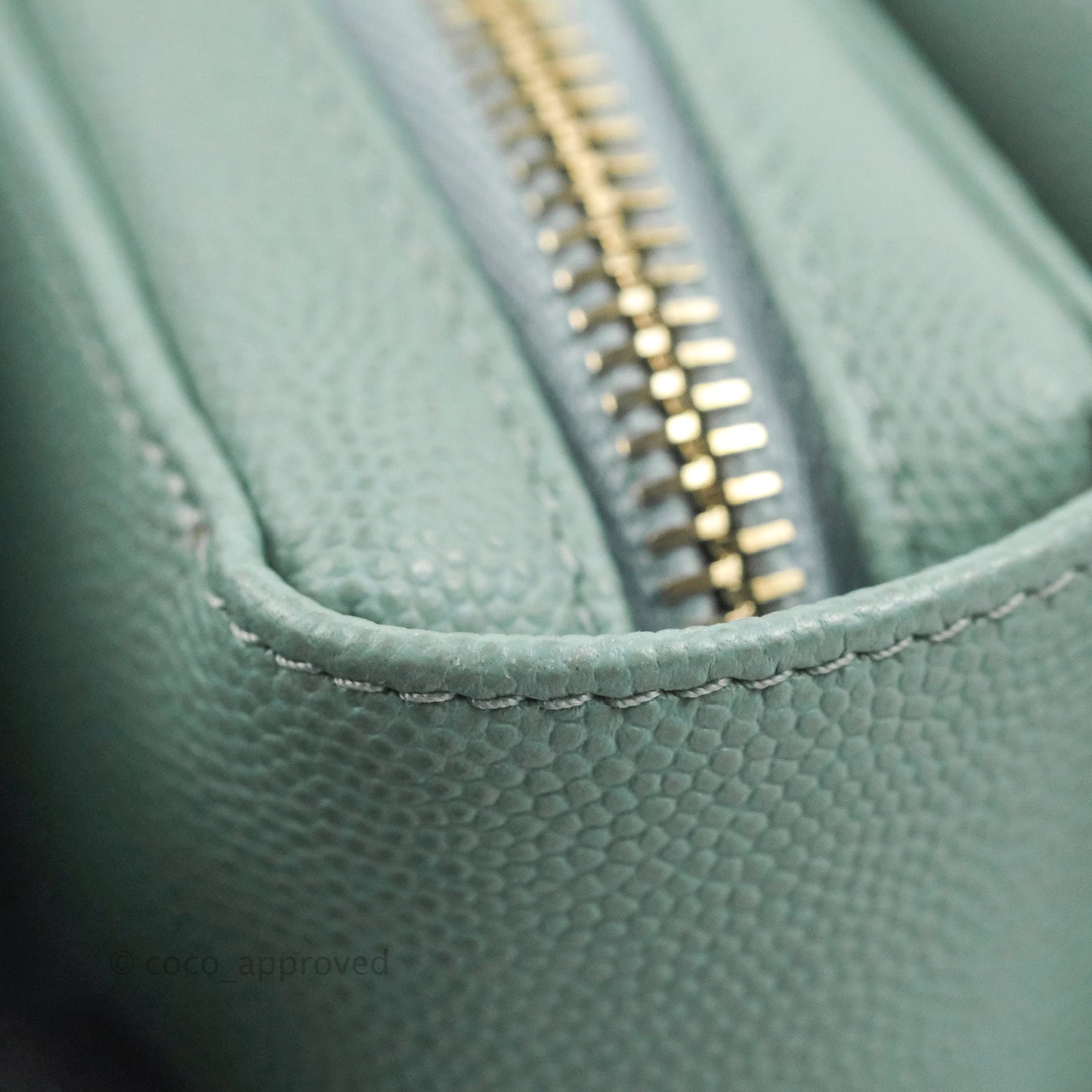 Chanel Quilted Like The Wallet Flap Blue-Greyish Caviar Gold Hardware