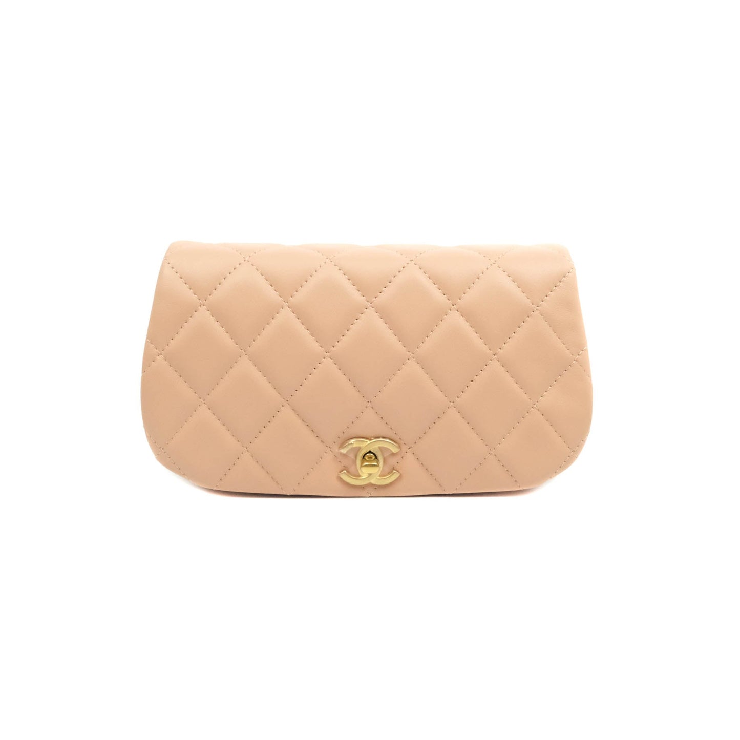 Chanel Clutch with Chain Beige Pink Calfskin Aged Gold Hardware