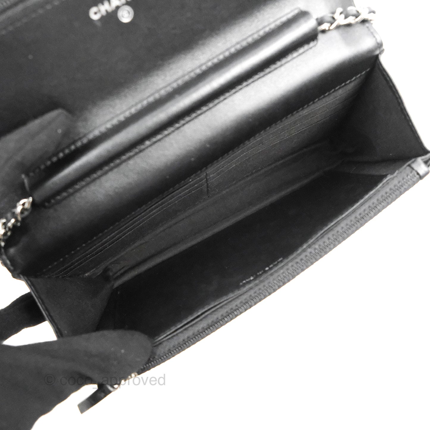 Chanel  Quilted Tassel Wallet On Chain WOC Black Aged Calfskin
