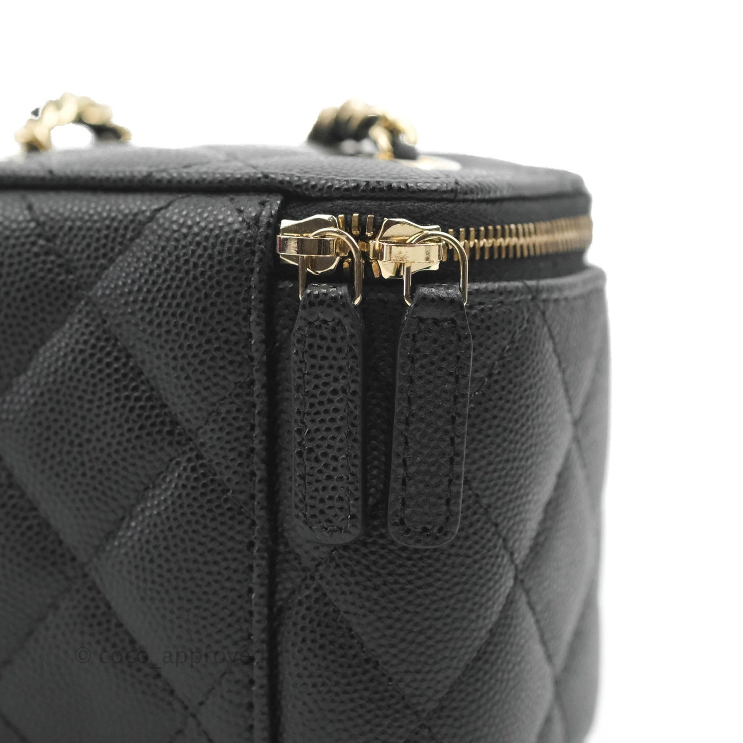 Chanel Mini Vanity With Chain Black Caviar Gold Hardware