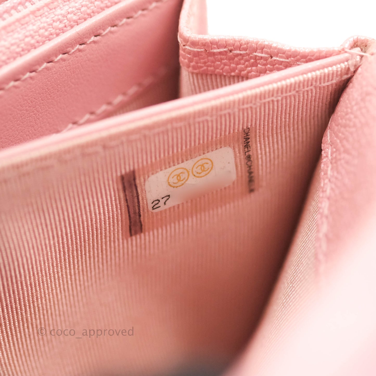 Chanel Mini Quilted Wallet On Chain WOC Caviar Iridescent Pink Gold Hardware 19S