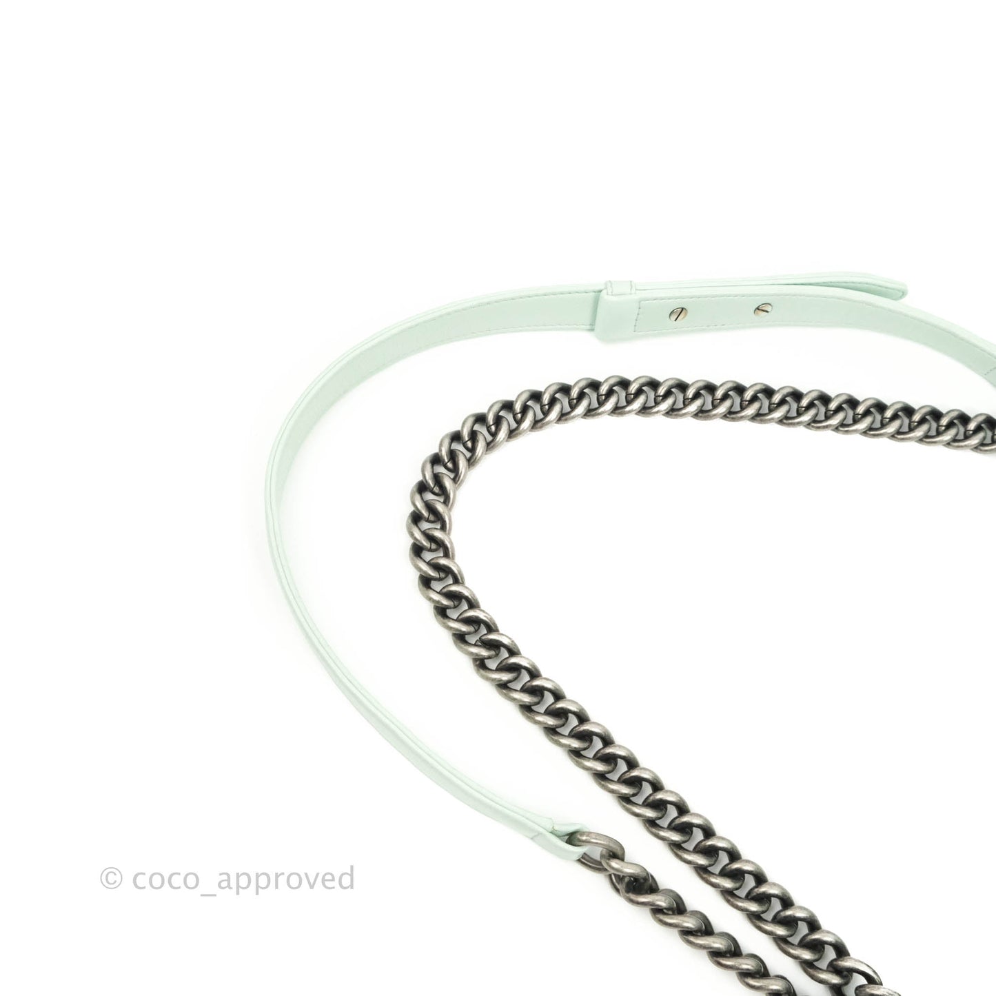 Chanel New Medium Chevron Boy Mint Crumpled Calfskin Ruthenium Hardware