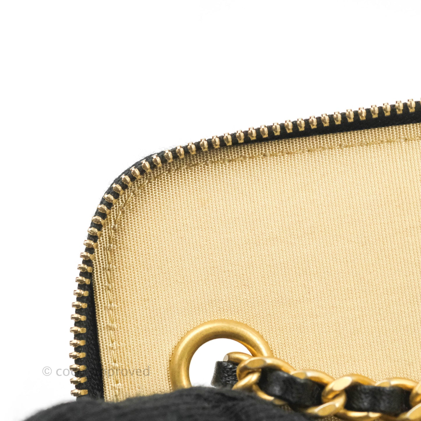 Chanel Classic Mini Pearl Crush Vanity With Chain Black Lambskin Aged Gold Hardware