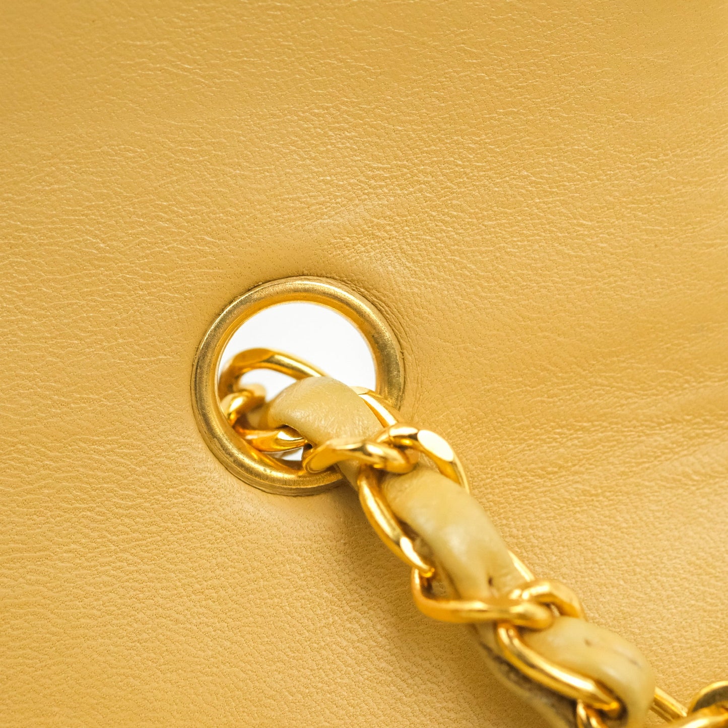 Chanel Vintage Small Quilted Classic Diana Flap Bag Beige Lambskin 24K Gold Hardware
