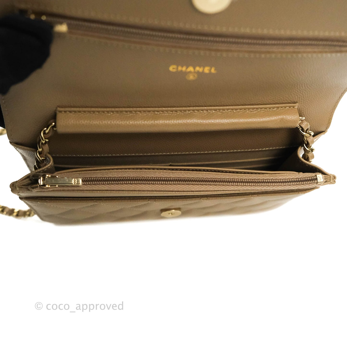 Chanel Quilted Classic WOC Dark Beige Caviar Gold Hardware