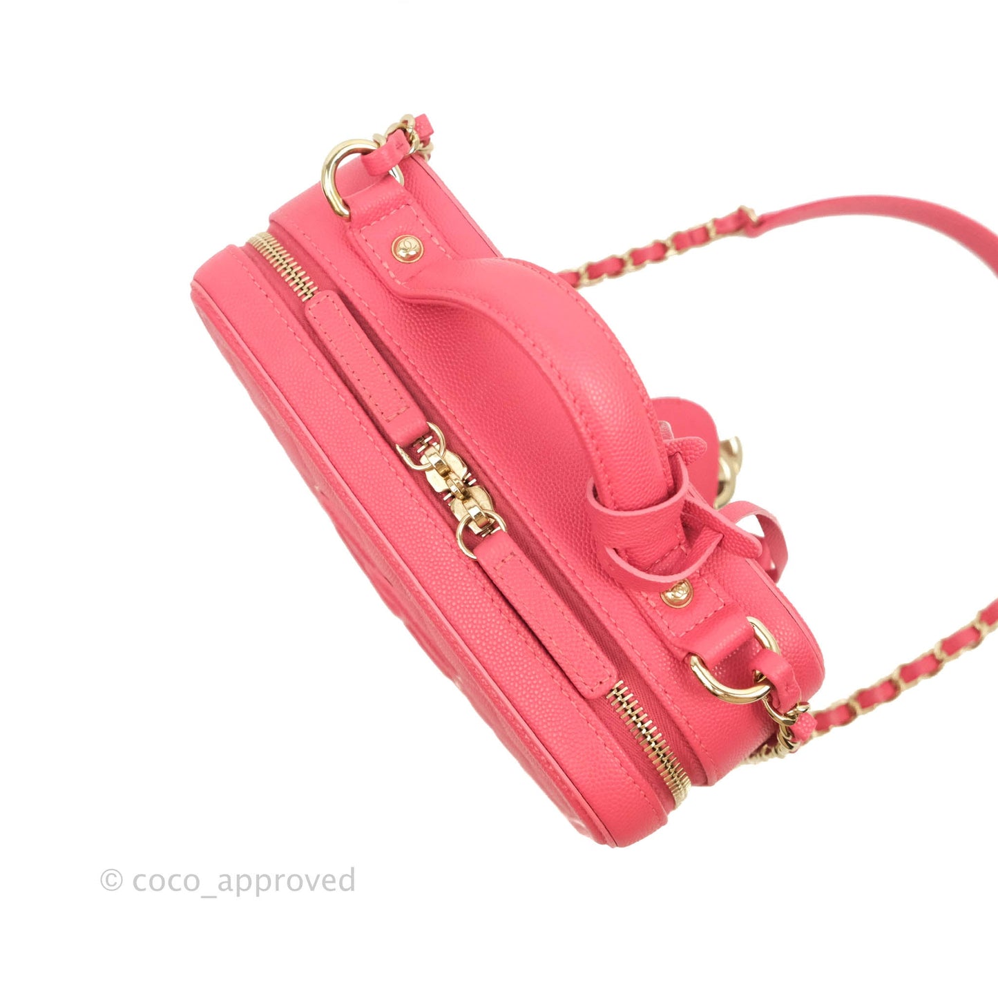 Chanel Quilted Medium CC Filigree Vanity Case Rosy Pink Caviar Gold Hardware