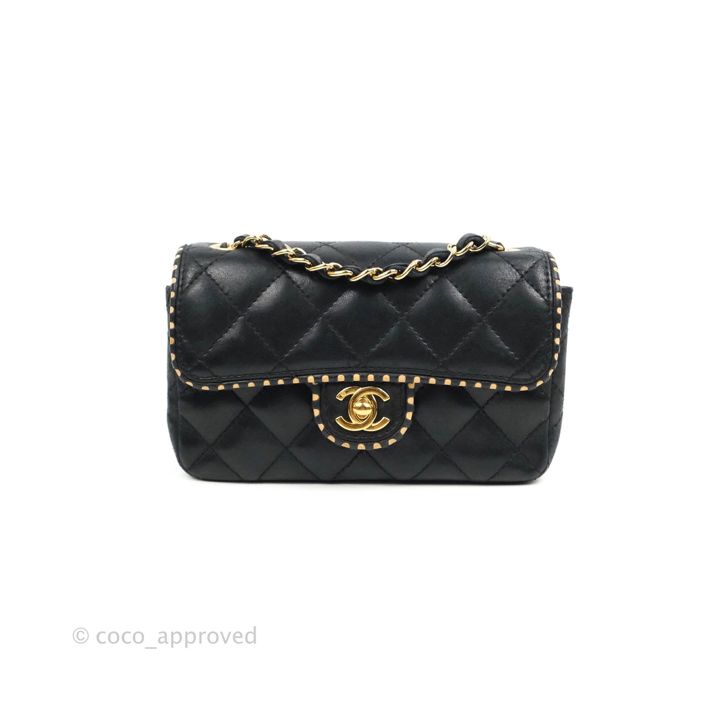 Chanel Vintage Mini Rectangular Black Calfskin 24K Gold Hardware
