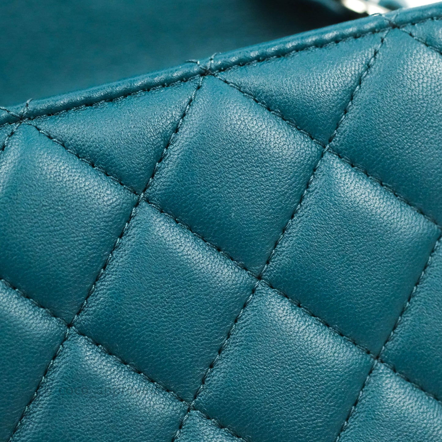 Chanel Quilted Mini Rectangular Flap Teal Lambskin Silver Hardware