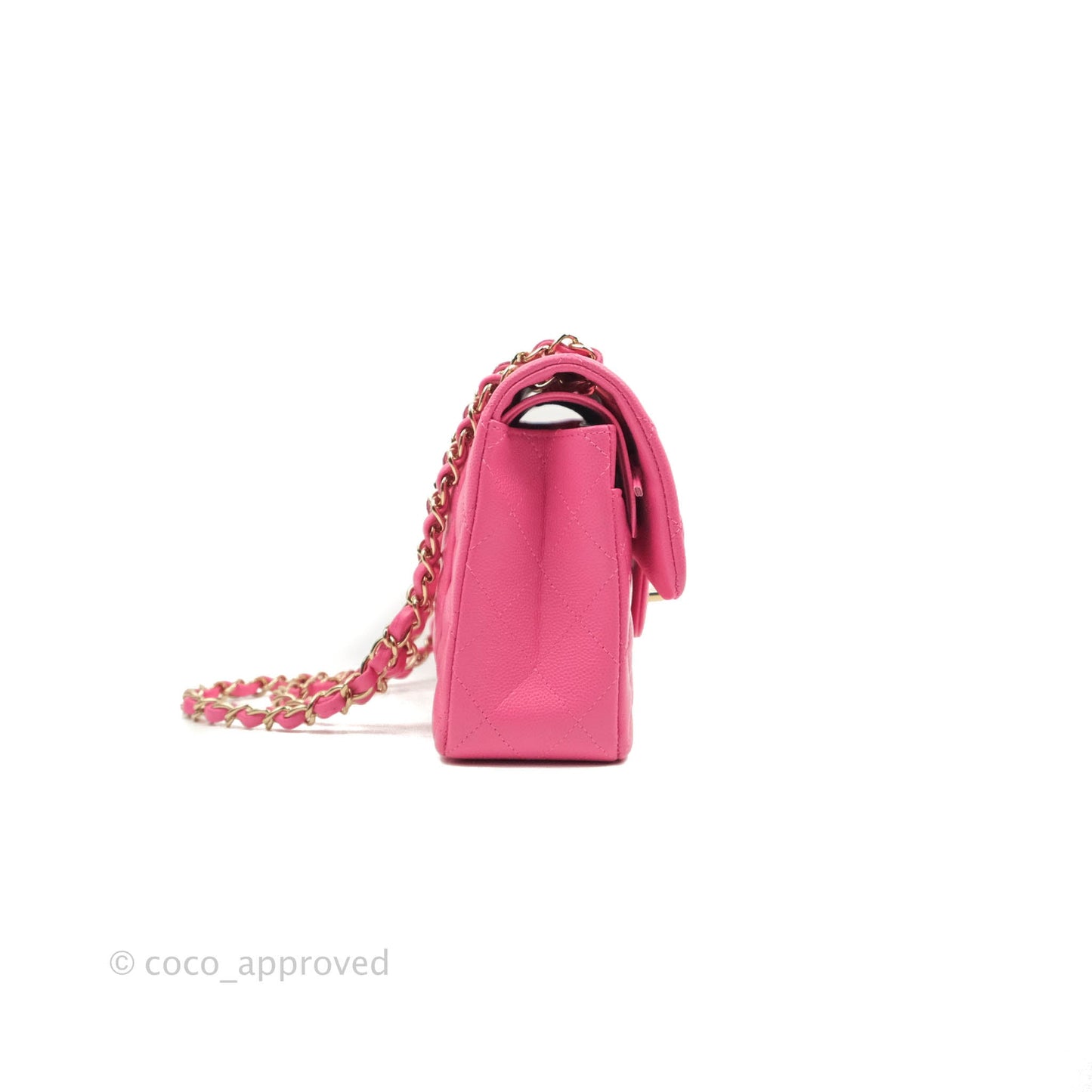 Chanel Small Classic Quilted Flap Pink Caviar Gold Hardware