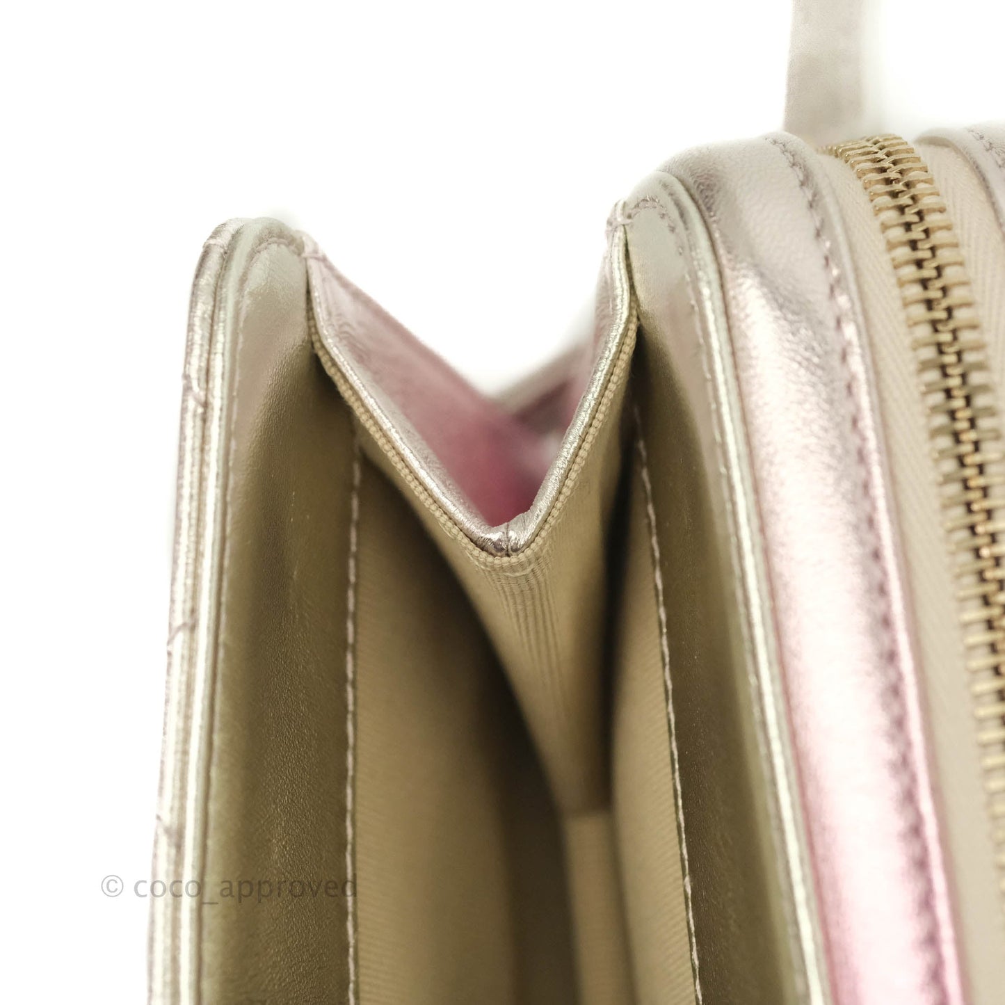 Chanel Quilted Small Like The Wallet Flap Metallic Pink Silver Light Gold Hardware 22C