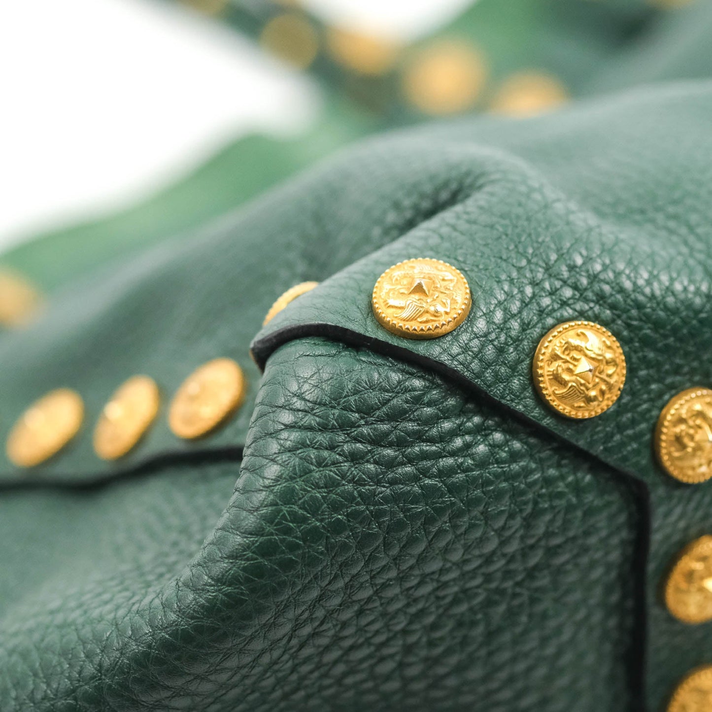 Valentino Large Gryphon Stud Tote Green Grained leather