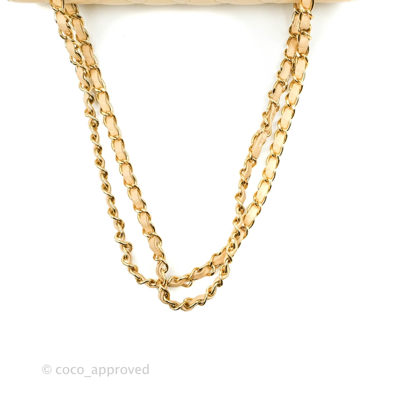 Chanel Classic M/L Medium Flap Quilted Beige Caviar Gold Hardware