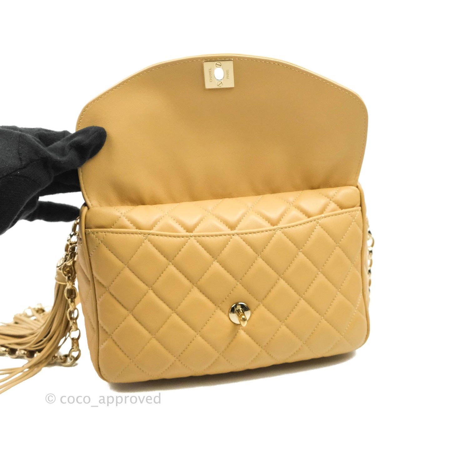 Chanel Calfskin Coco Vintage Camera Case Beige Gold Hardware