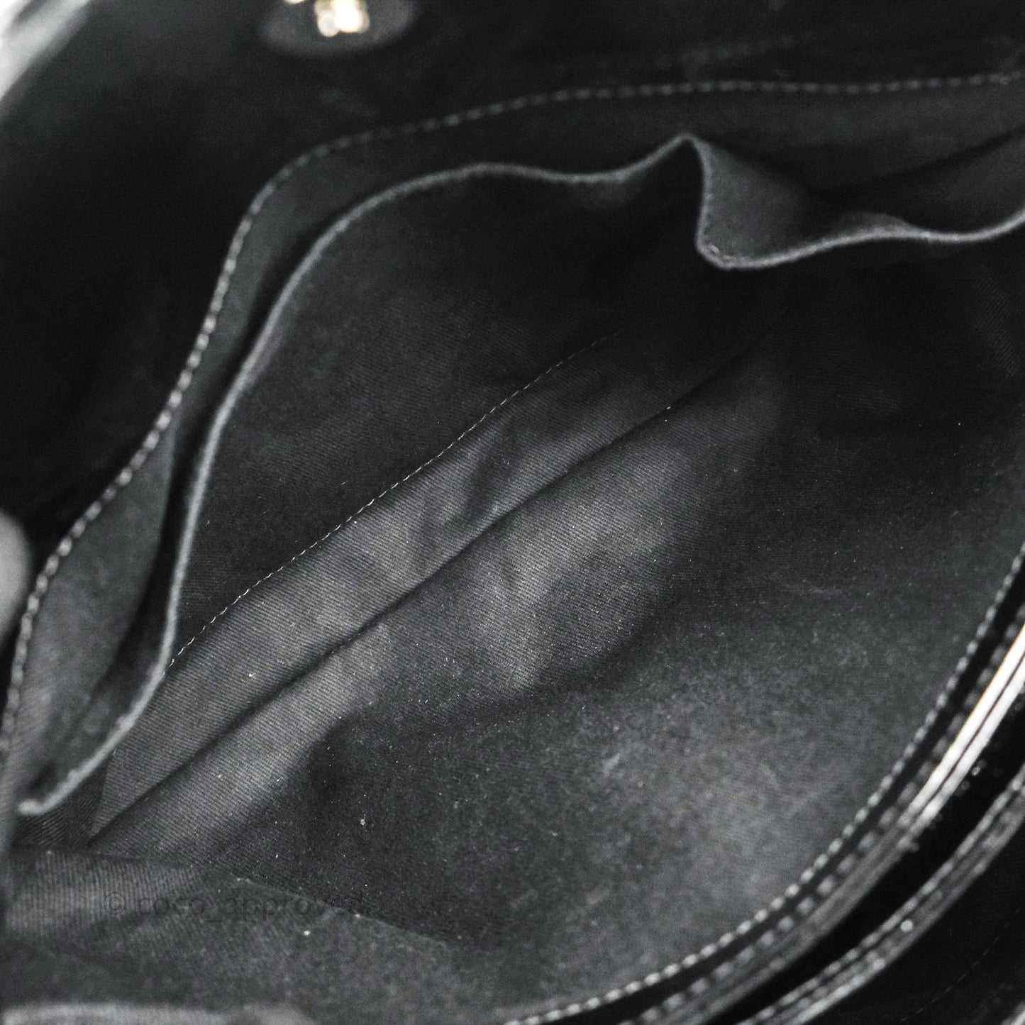 Chanel Quilted Large Just Mademoiselle Black Patent Silver Hardware