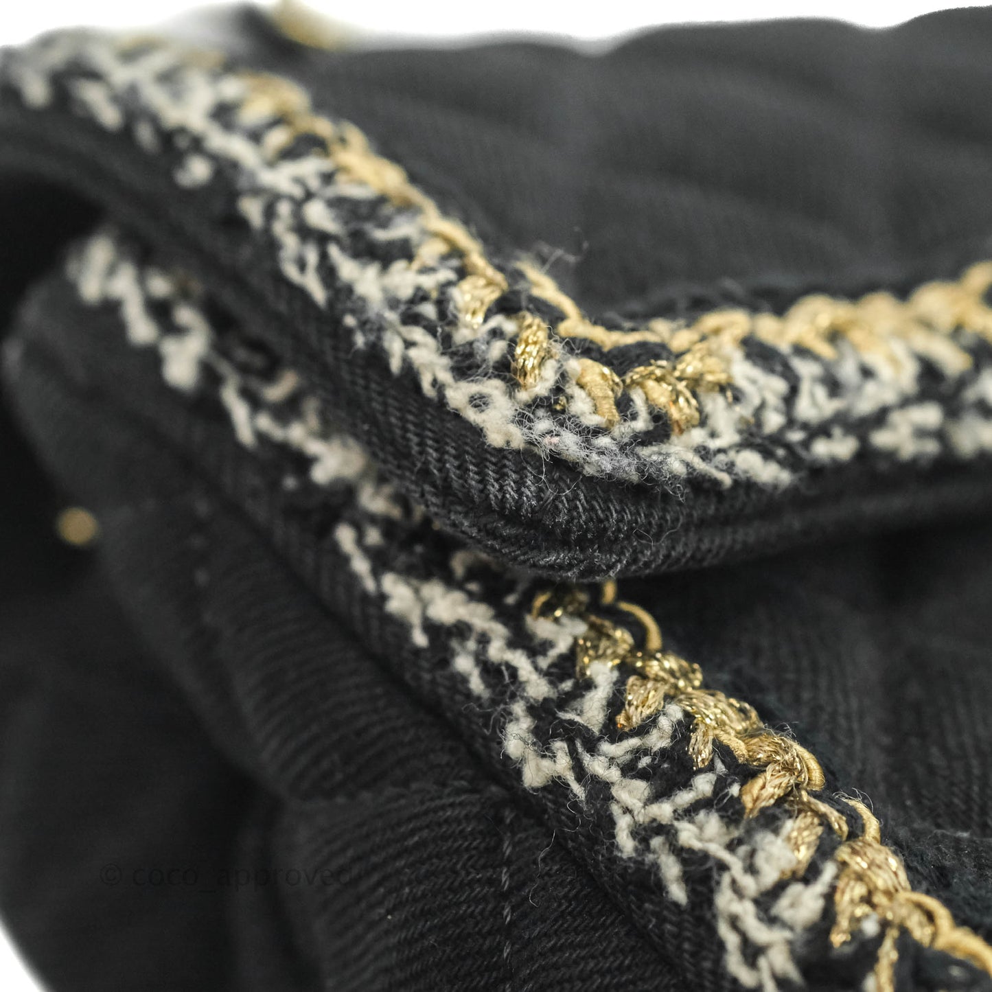 Chanel Classic Mini Rectangular Flap Bag Black Denim Braided Gold Hardware 18A