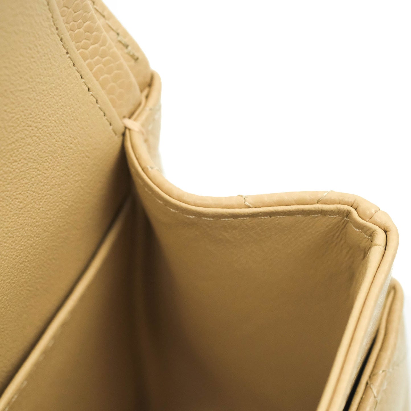 Chanel Small Classic Quilted Flap Beige Caviar Gold Hardware