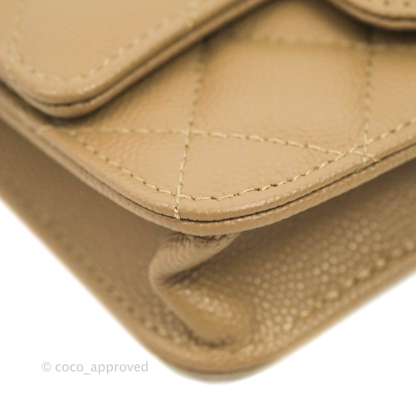 Chanel Mini Wallet With Chain Dark Beige Caviar Gold Hardware