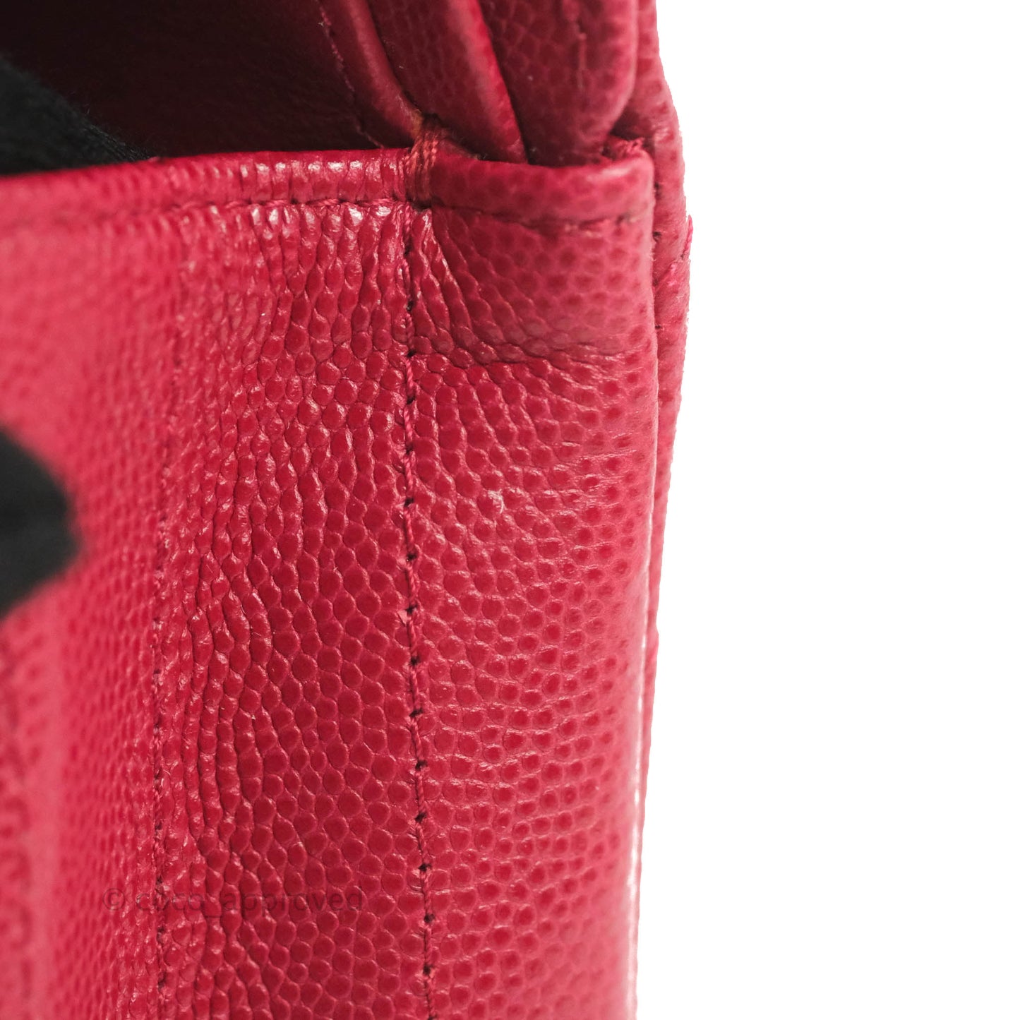 Chanel Classic M/L Medium Chevron Double Flap Cherry Red Caviar Gold Hardware