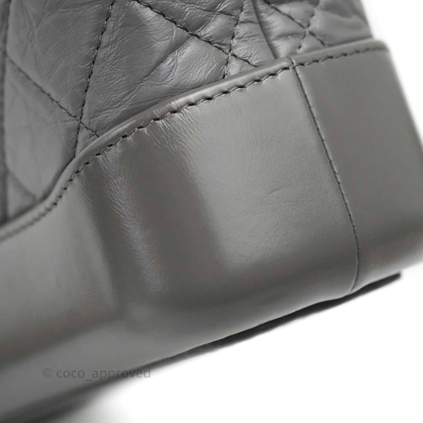 Chanel Quilted Small Gabrielle Hobo Grey Calfskin Mixed Hardware