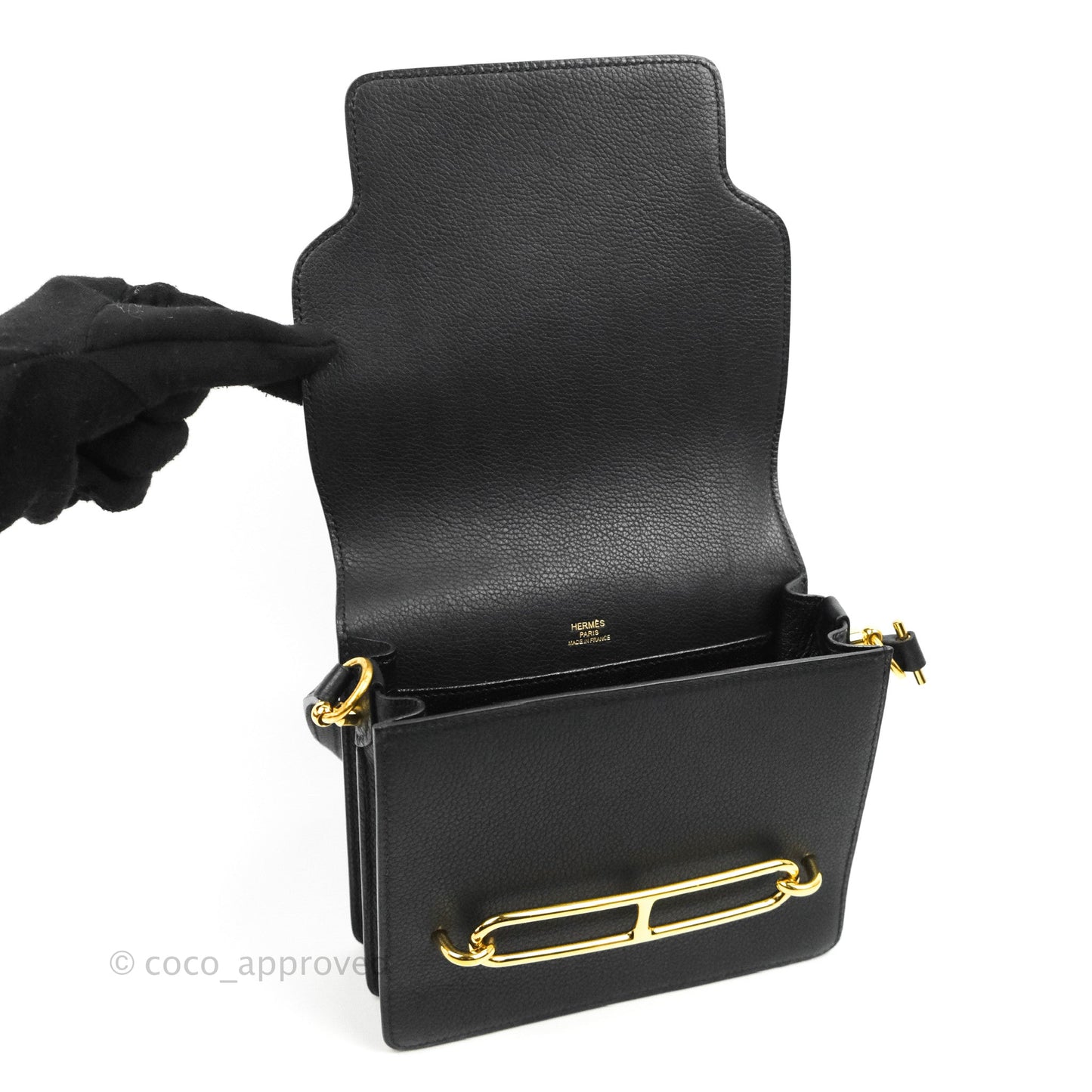 Hermès Roulis Mini 18 Black TM Gold Hardware