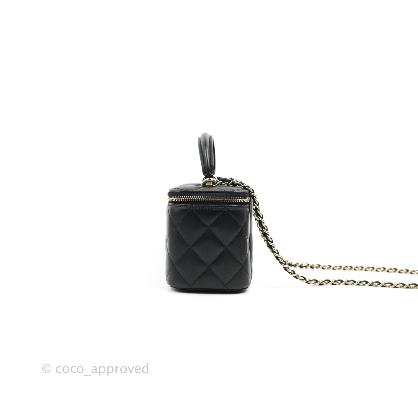 Chanel Vanity Rectangular Top Handle Black Lambskin Gold Hardware