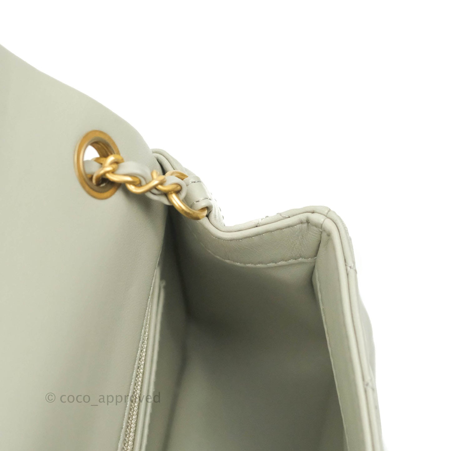 Chanel Mini Rectangular Pearl Crush Quilted Grey Lambskin Aged Gold Hardware 22C