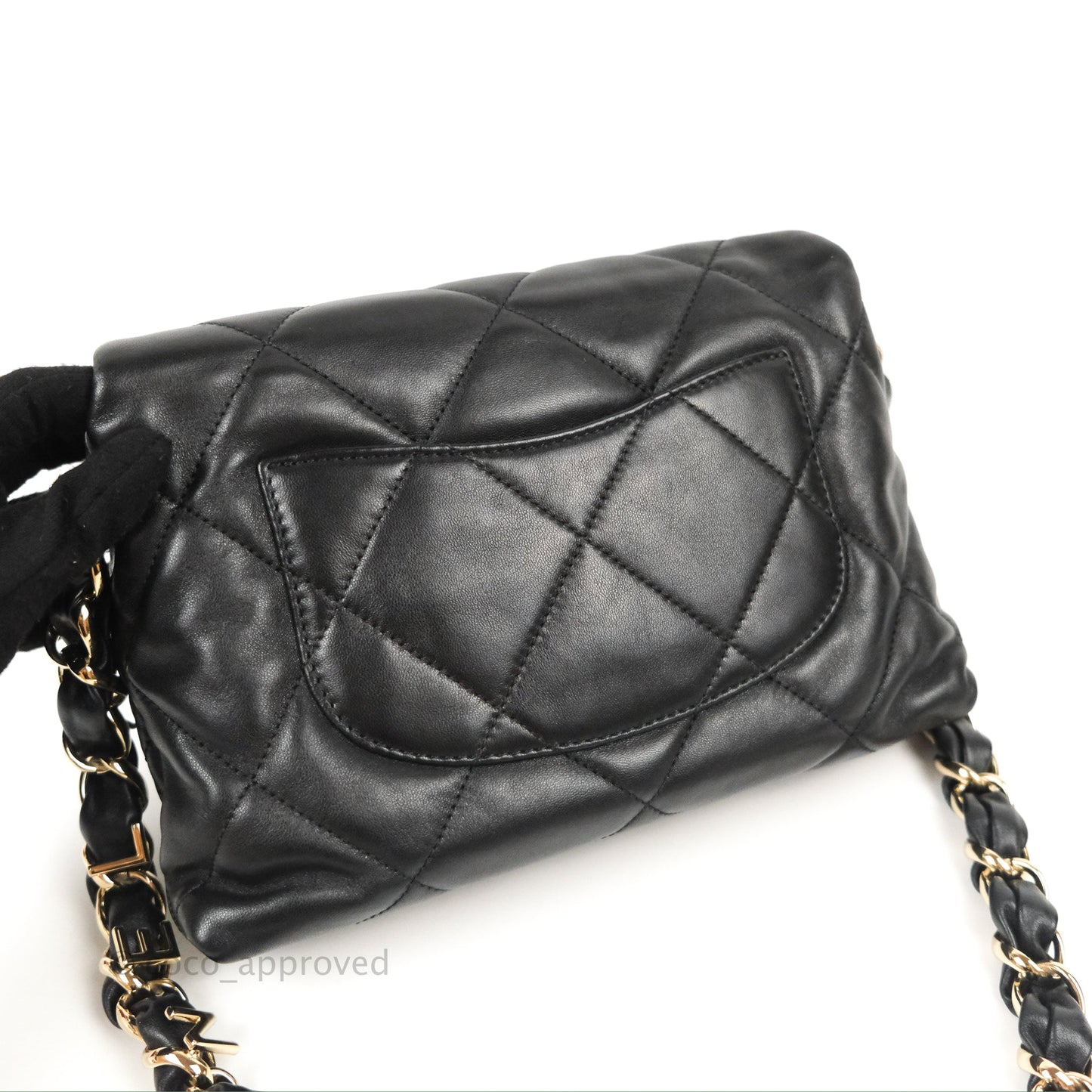 Chanel Small Logo Chain Flap Black Lambskin Gold Hardware
