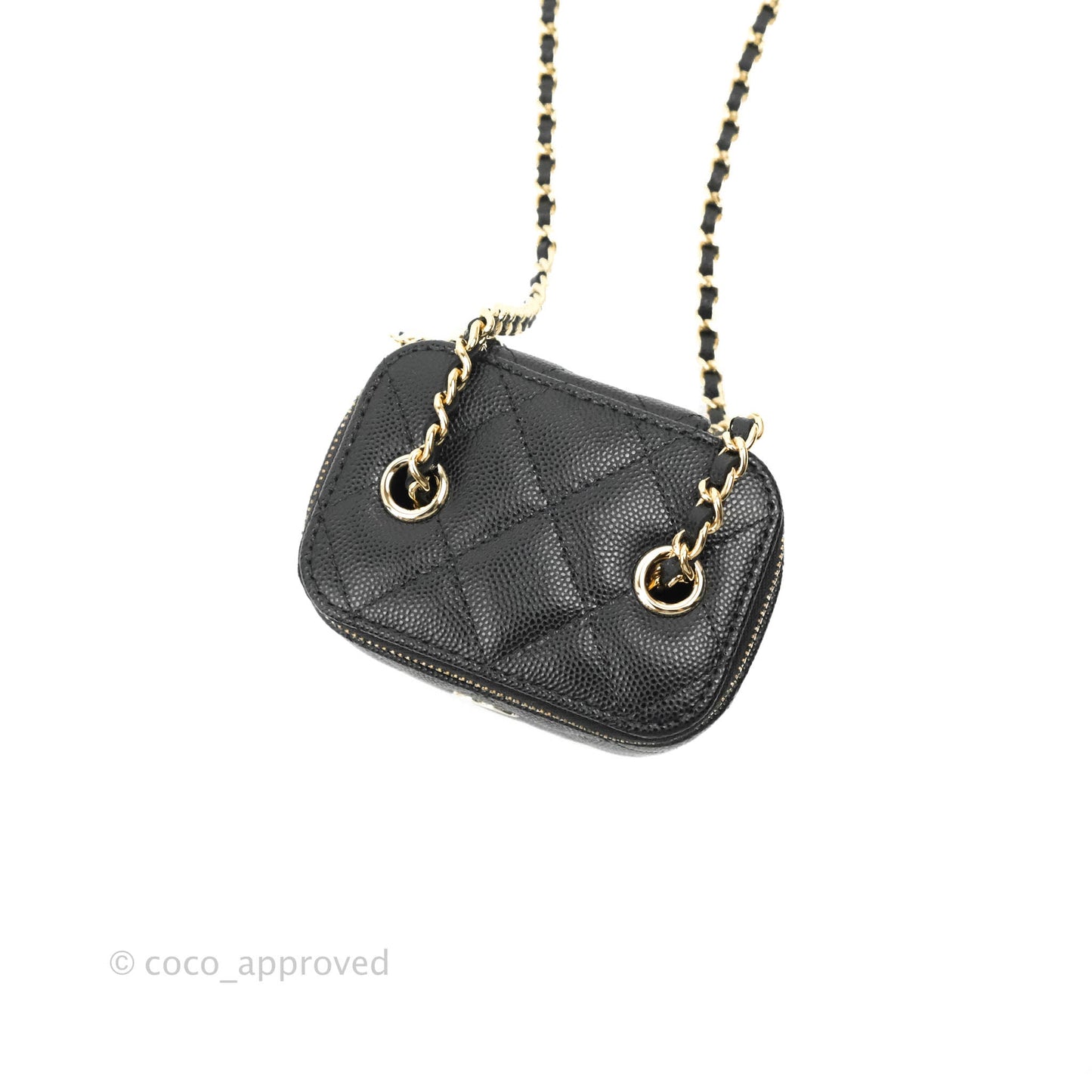 Chanel Mini Vanity With Chain Black Caviar Gold Hardware