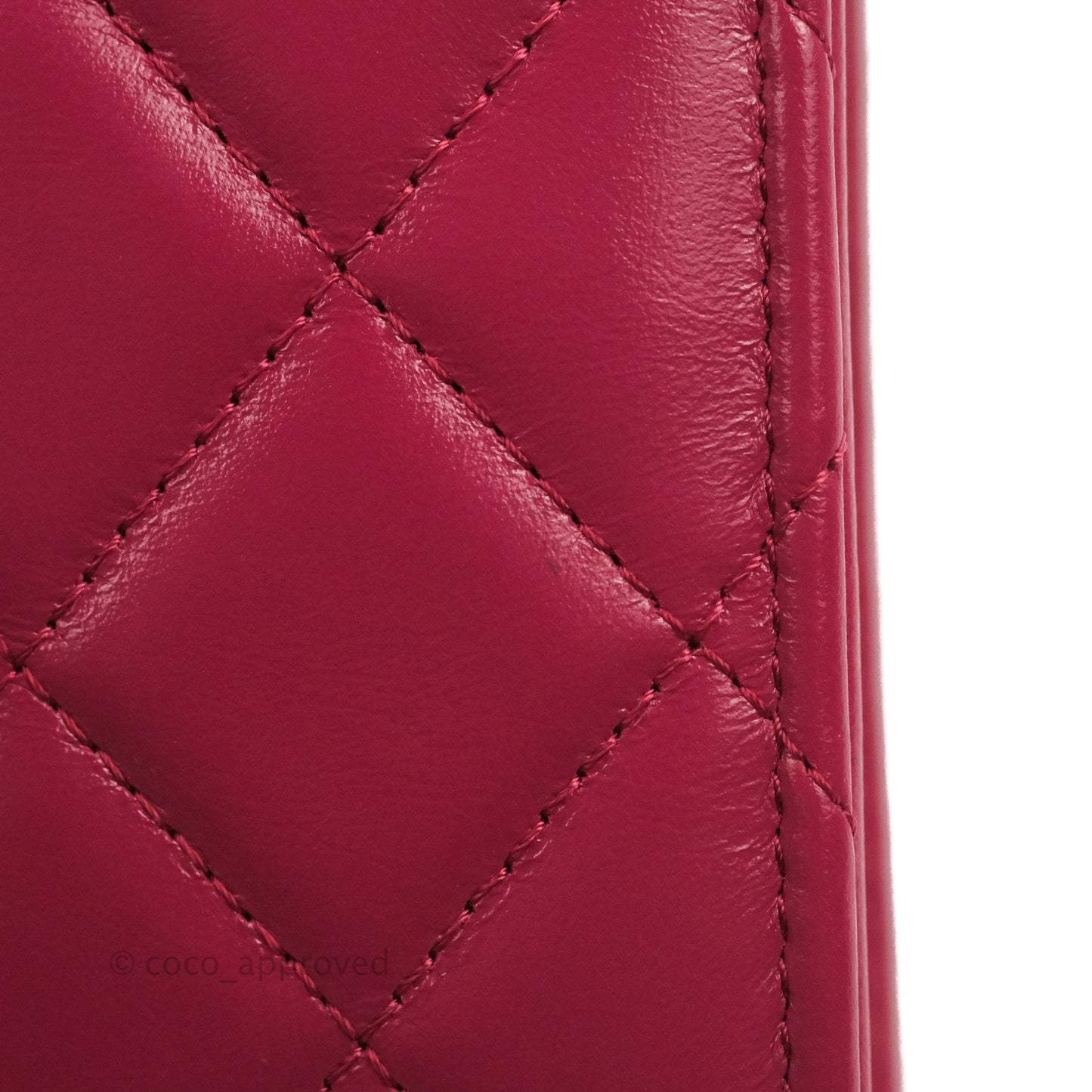 Chanel Quilted Perfect Fit Dark Pink Phone Holder Aged Gold Hardware