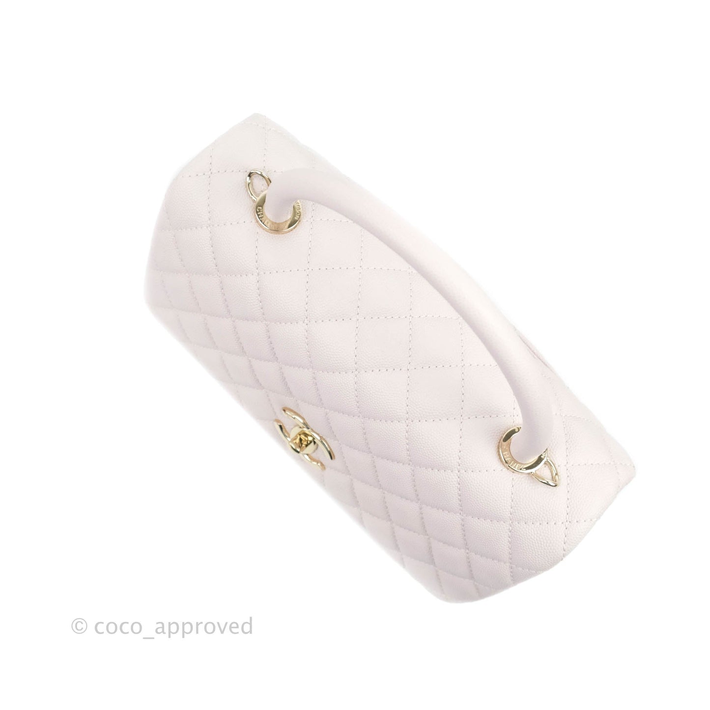 Chanel Medium Coco Handle Quilted Light Lilac Pink Caviar Gold Hardware
