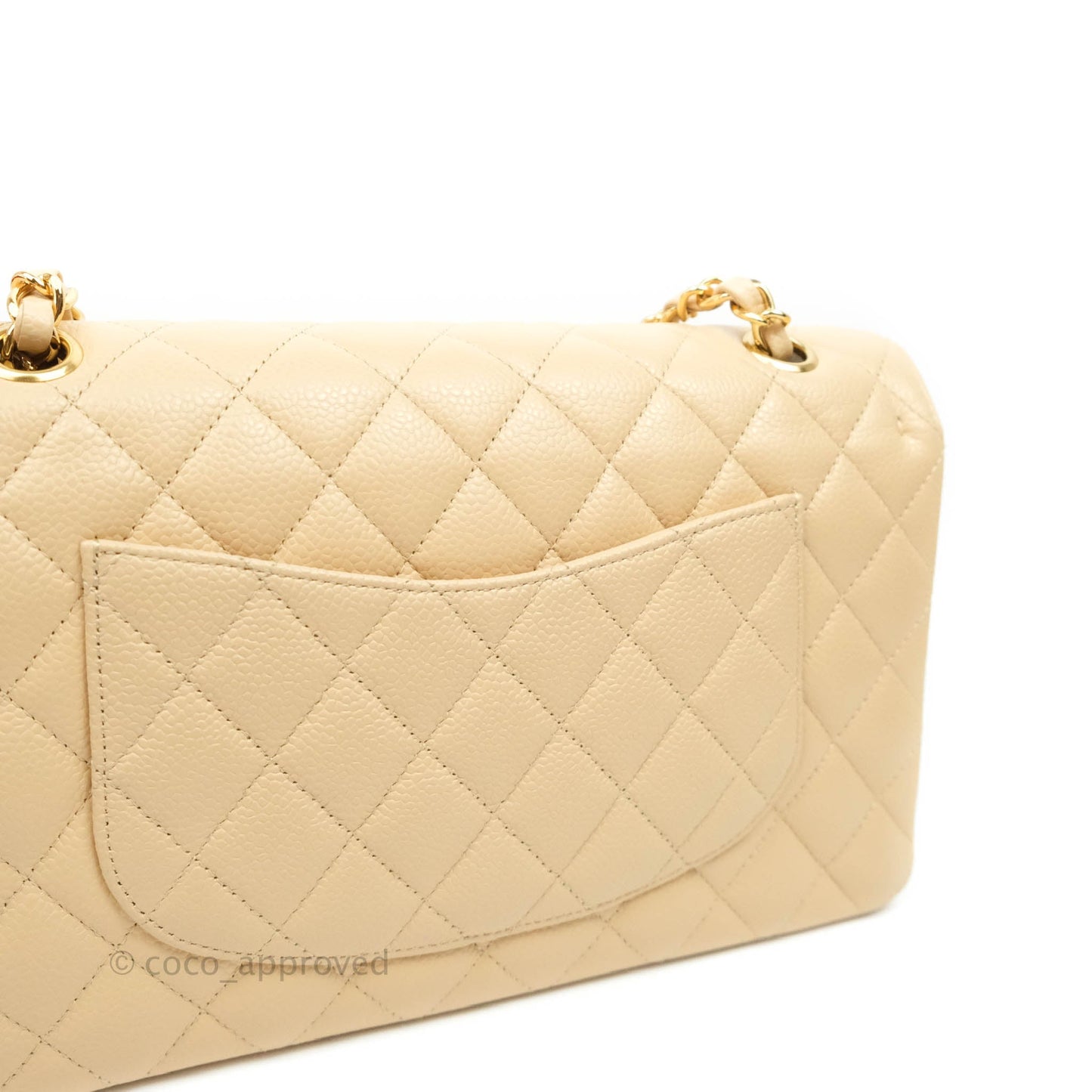 Chanel Classic M/L Medium Double Flap Beige Caviar Gold Hardware
