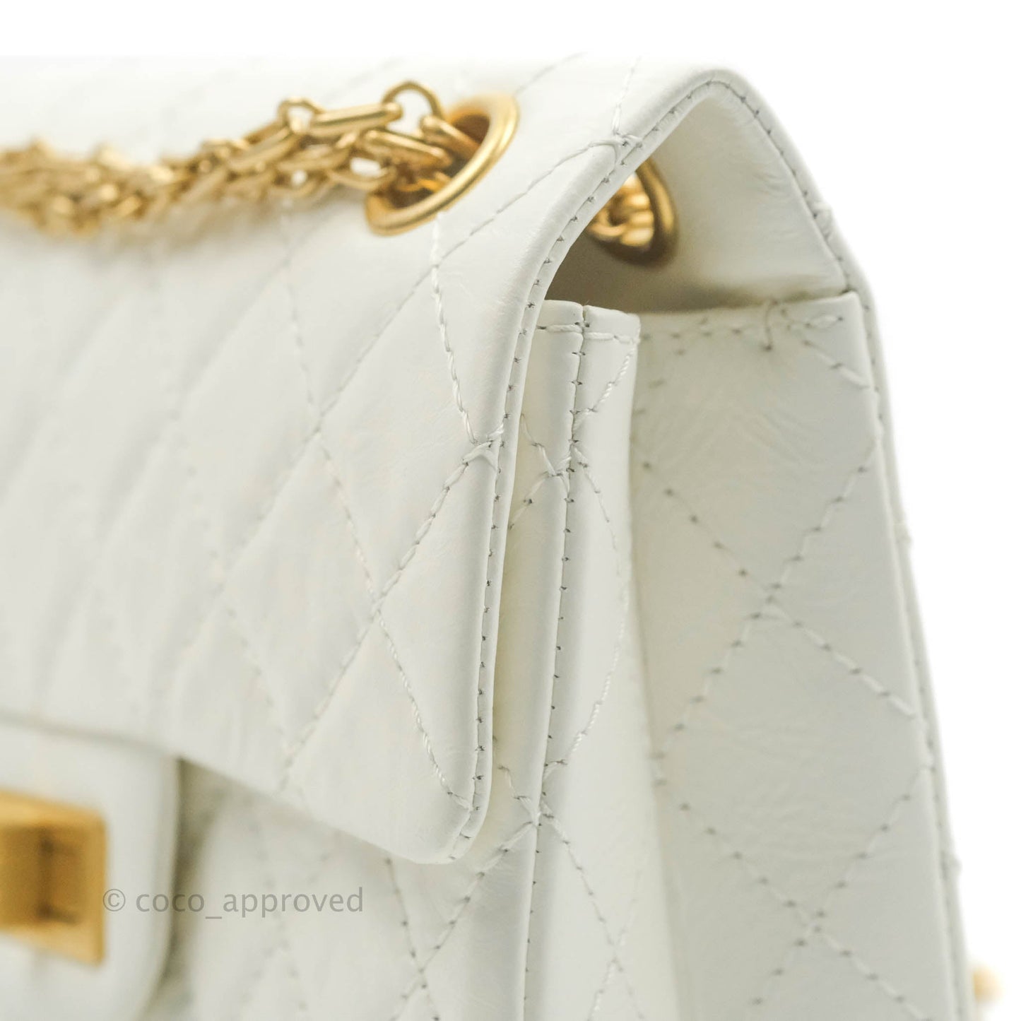 Chanel Mini Reissue 224 White Aged Calfskin Aged Gold Hardware