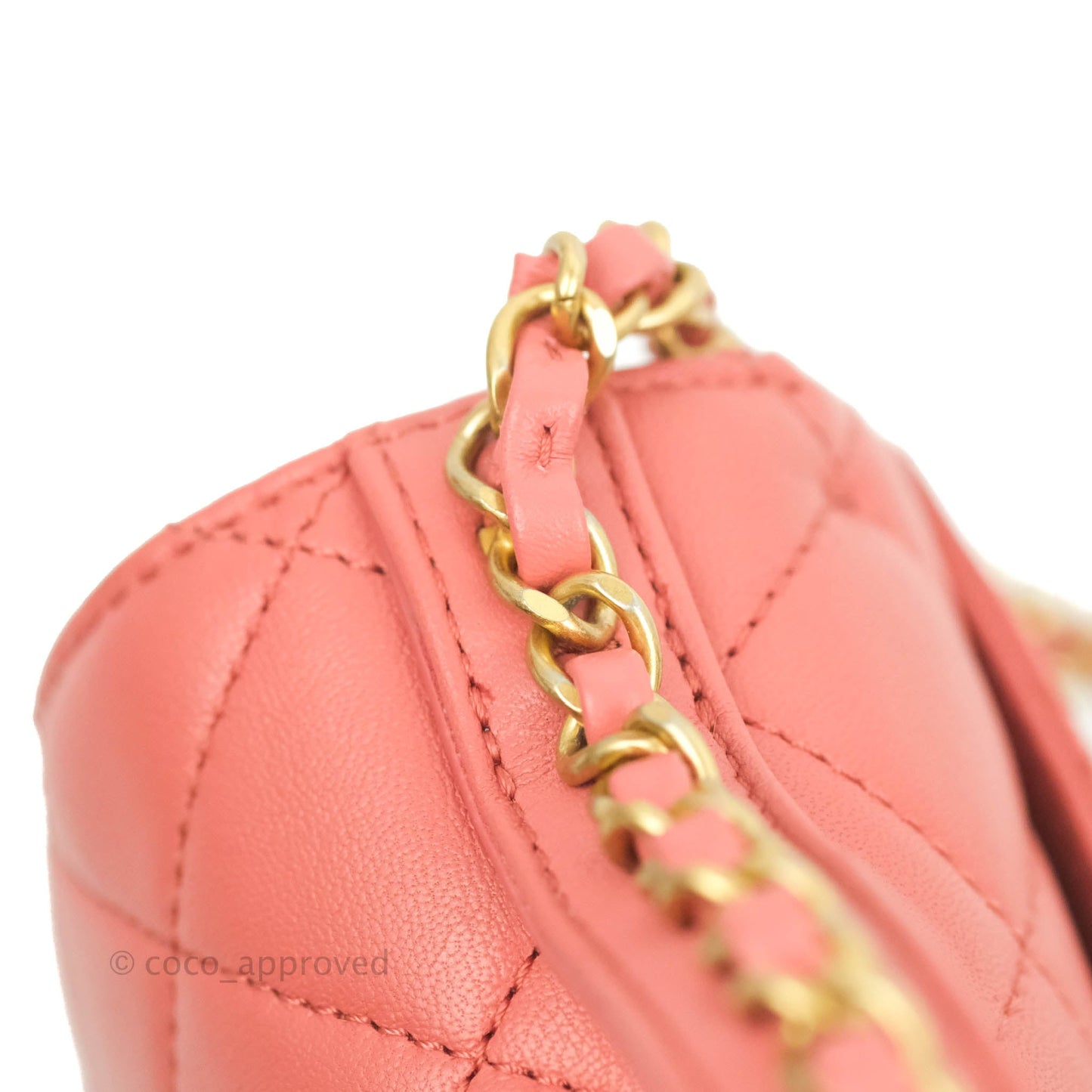 Chanel Quilted Chain Infinity Handle Bag Pink Lambskin Aged Gold Hardware