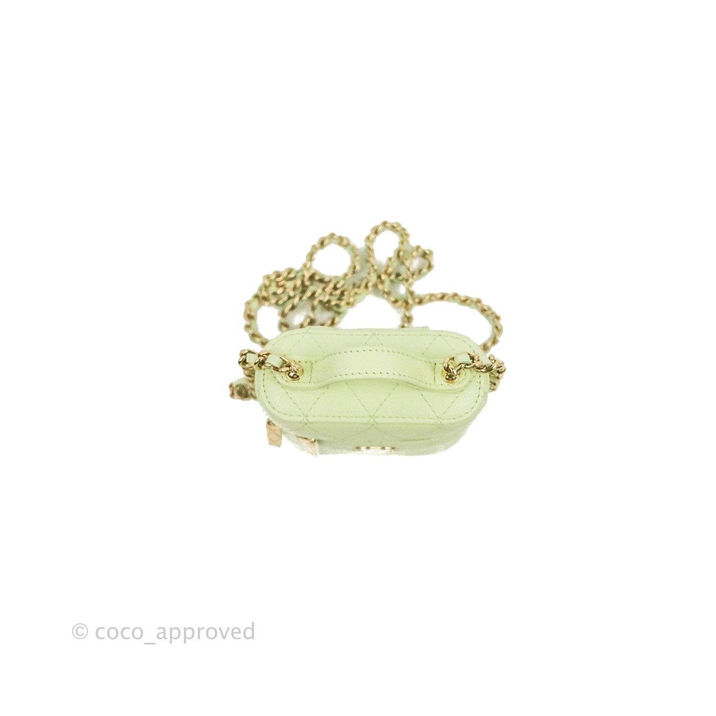 Chanel Quilted Small Handle With Care Vanity Case With Chain Green Caviar Gold Hardware