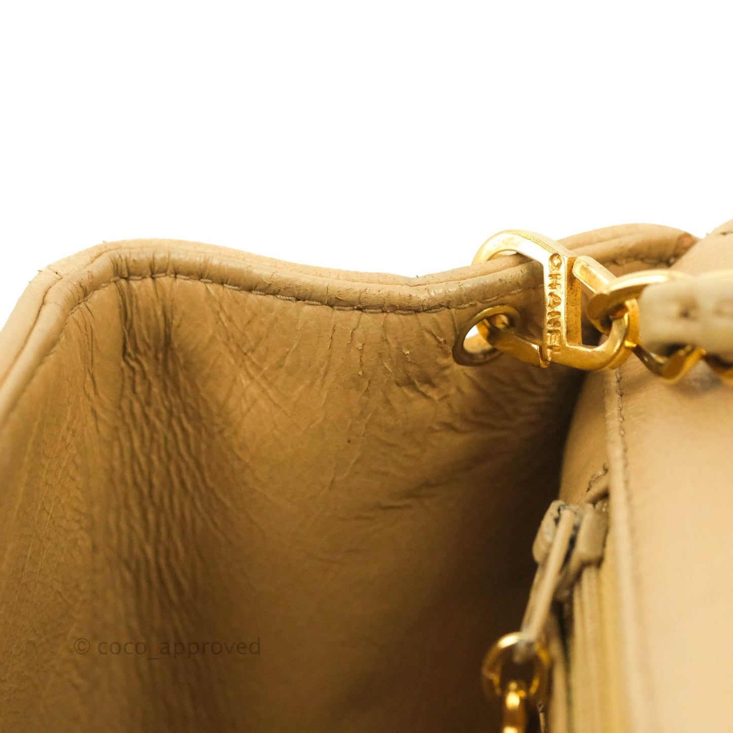 Chanel Vintage Small Quilted Classic Diana Flap Bag Beige Lambskin 24K Gold Hardware