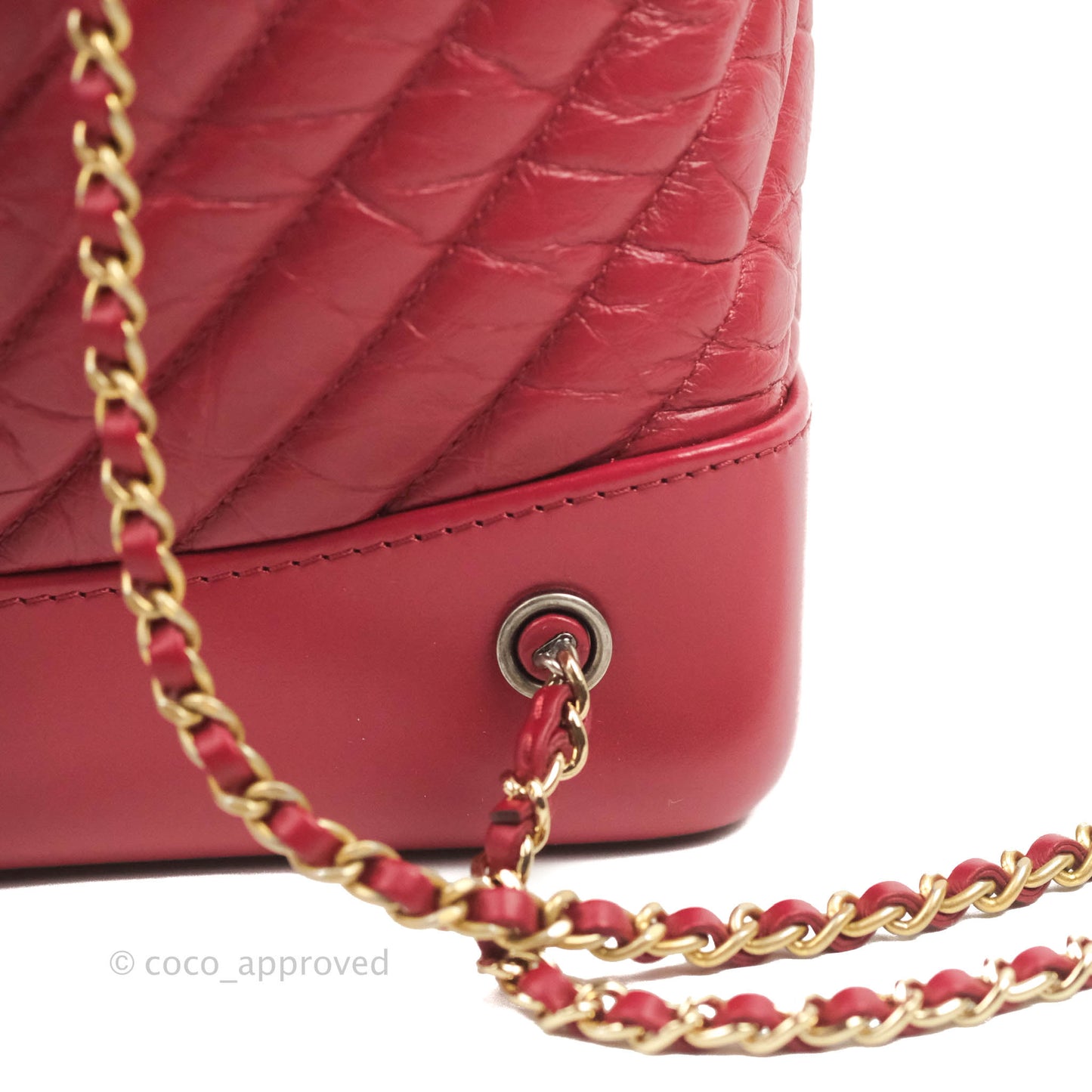 Chanel Small Chevron Gabrielle Backpack Dark Pink Aged Calfskin