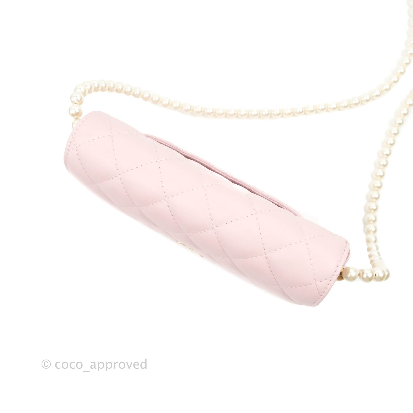 Chanel Quilted Wallet On Chain WOC With Pearl Chain Pink Aged Gold Hardware