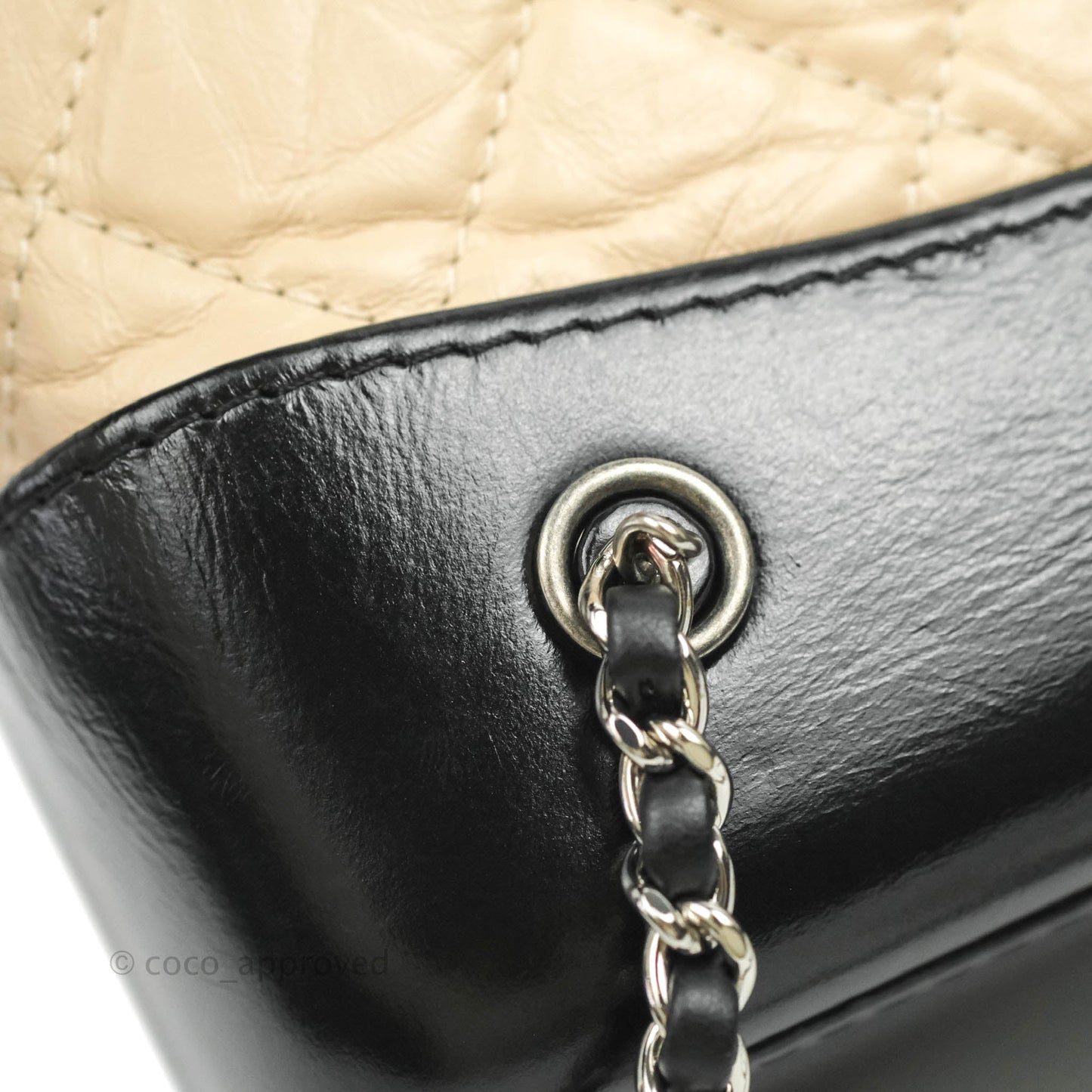 Chanel Small Gabrielle Backpack Beige Black Aged Calfskin