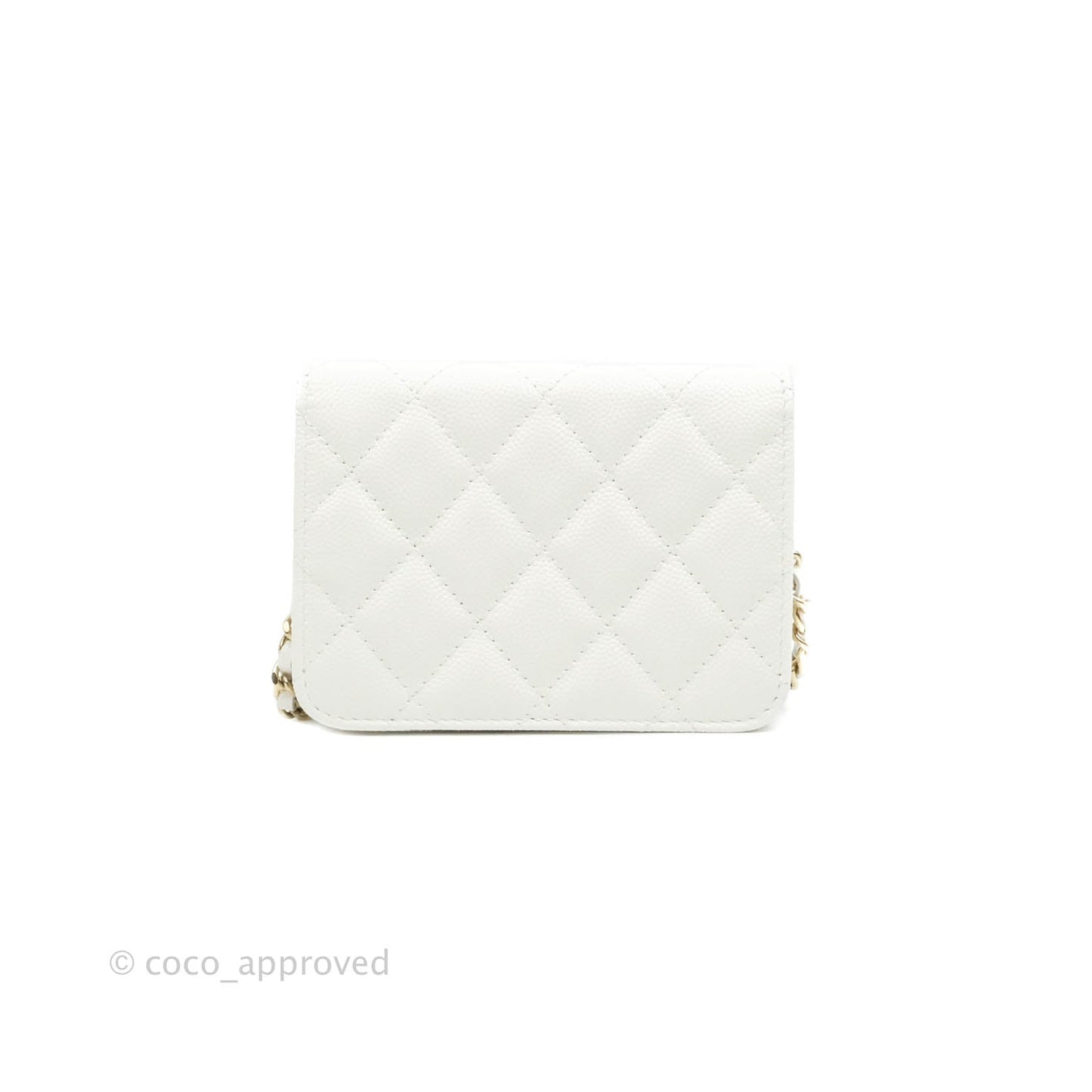 Chanel Mini Wallet With Chain White Caviar Gold Hardware