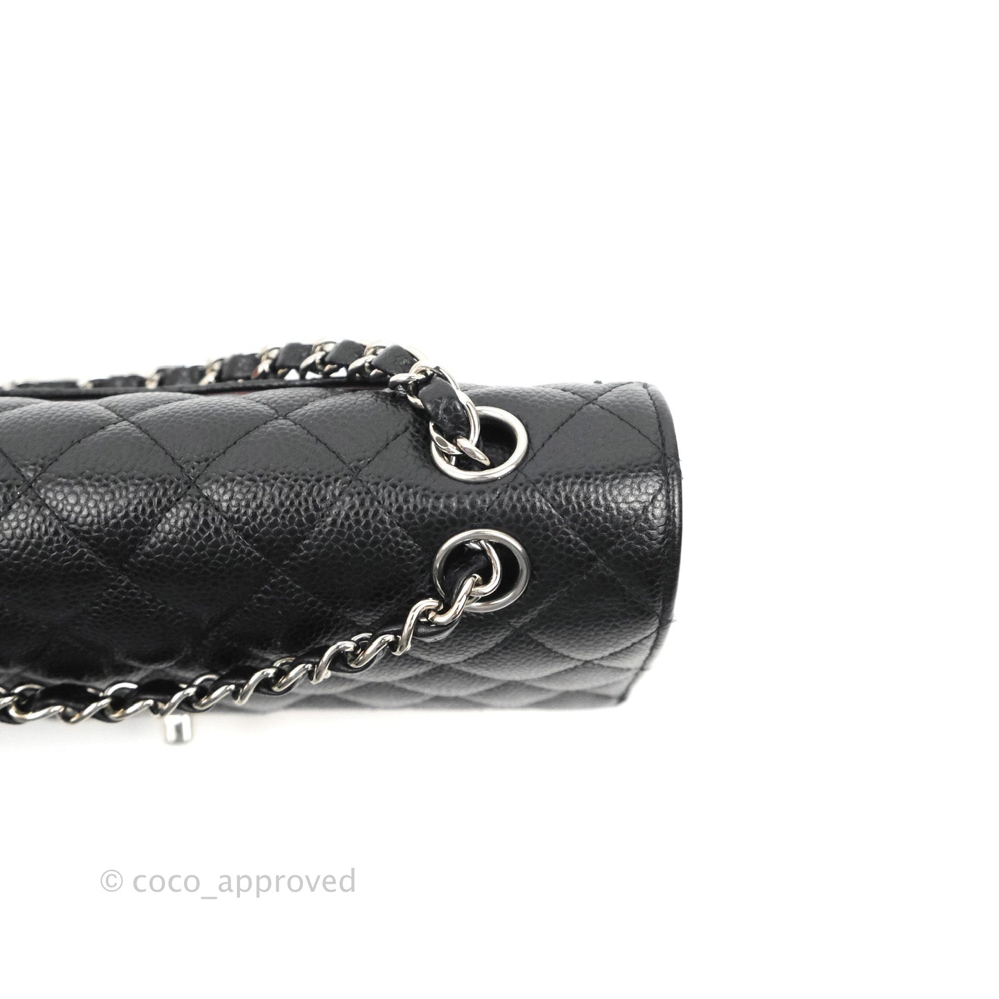 Chanel Classic M/L Medium Flap Quilted Black Caviar Silver Hardware