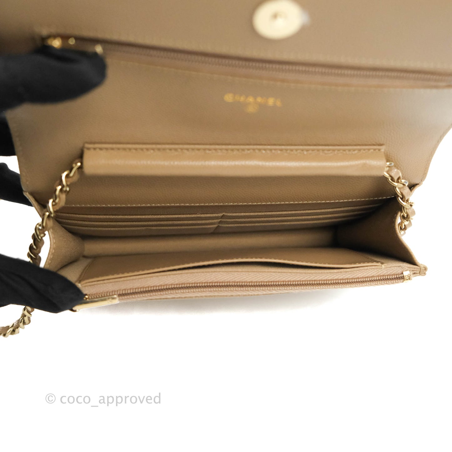 Chanel Quilted Classic WOC Dark Beige Caviar Gold Hardware