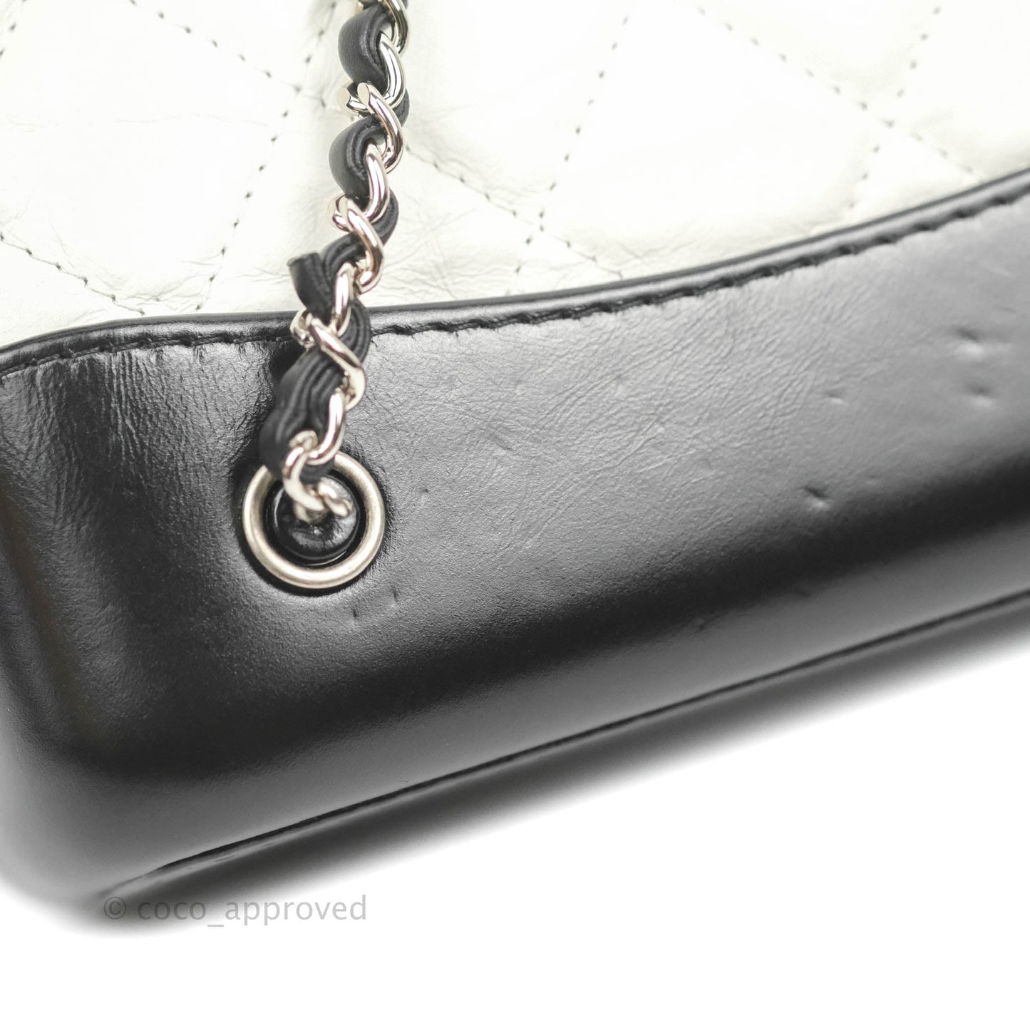 Chanel Small Gabrielle Backpack White Black Aged Calfskin