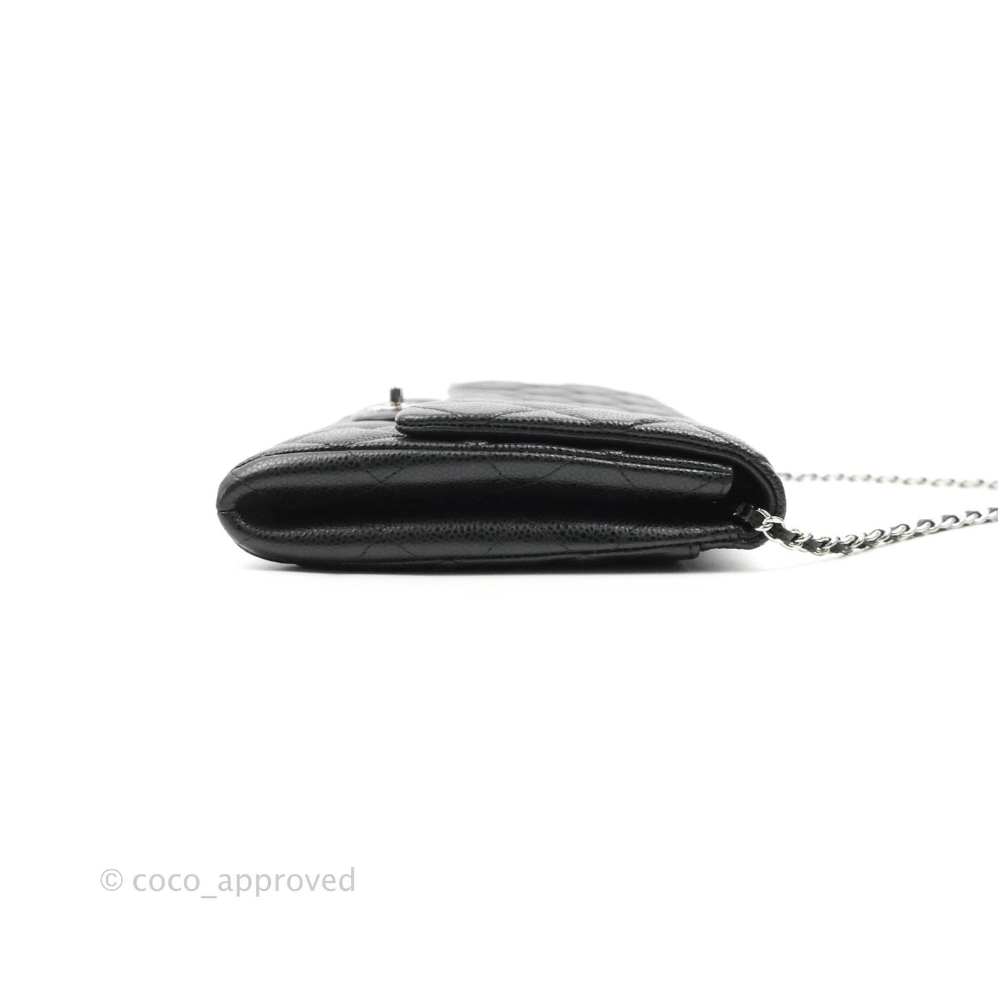 Chanel Quilted Clutch with Chain Black Caviar Silver Hardware