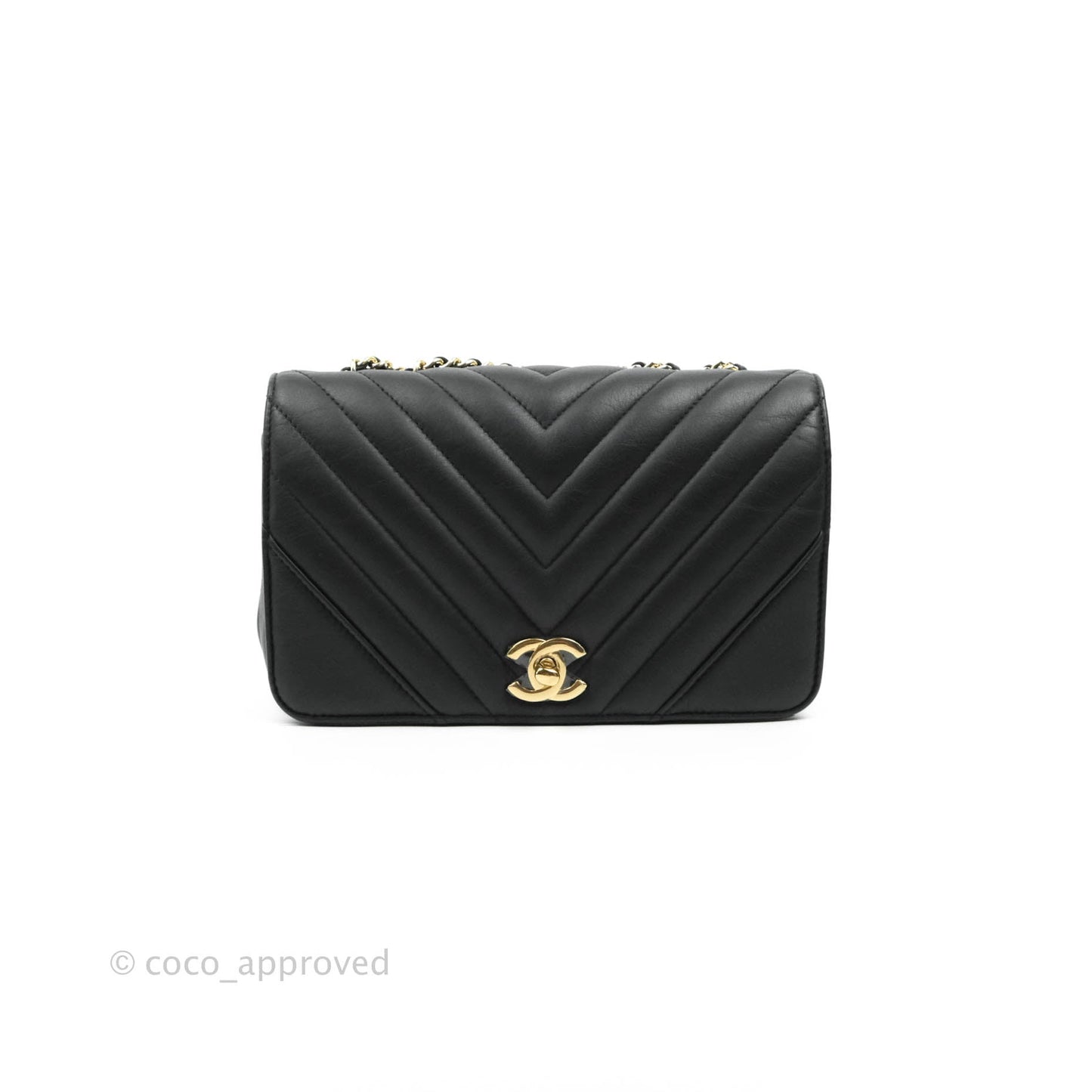Chanel Small Statement Chevron Flap Bag Black Gold Hardware
