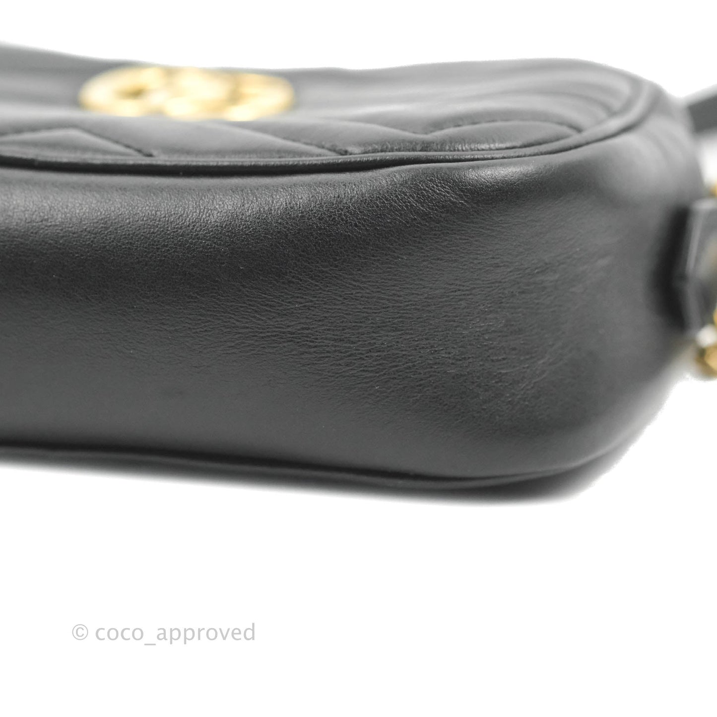 Gucci Mini Matelasse GG Marmont Camera Bag Black Calfskin Gold Hardware