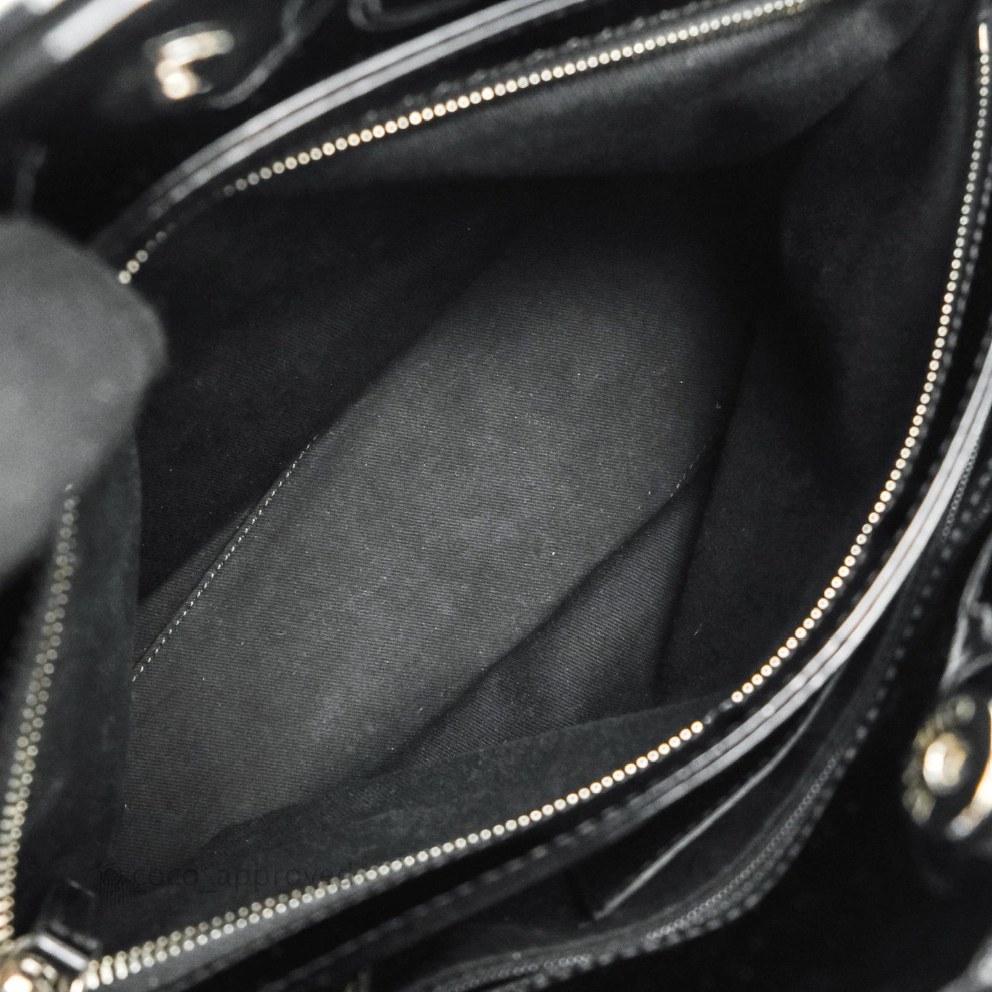 Chanel Quilted Large Just Mademoiselle Black Patent Silver Hardware