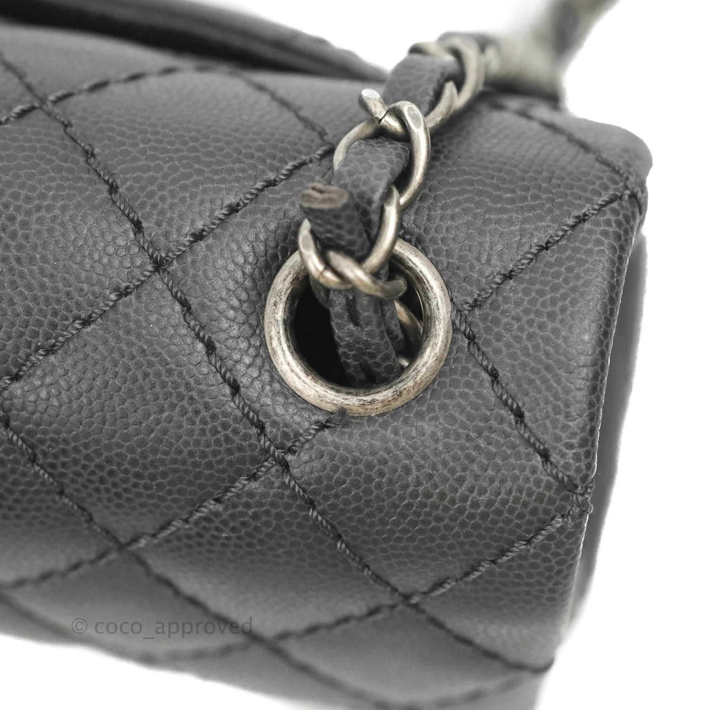 Chanel Quilted Mini Rectangular Dark Grey Caviar Ruthenium Hardware