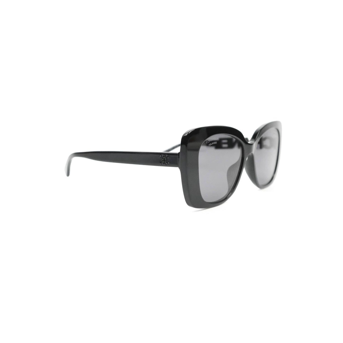 Chanel Acetate Strass Square Polarized Sunglasses Black