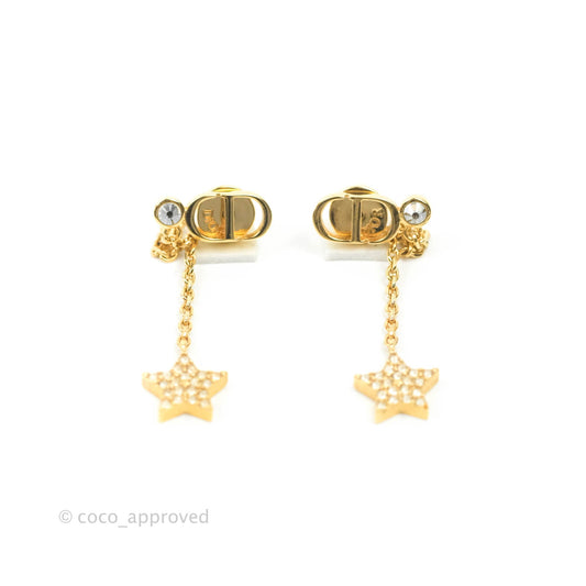 Christian Dior Crystal Star CD Long Drop Earrings